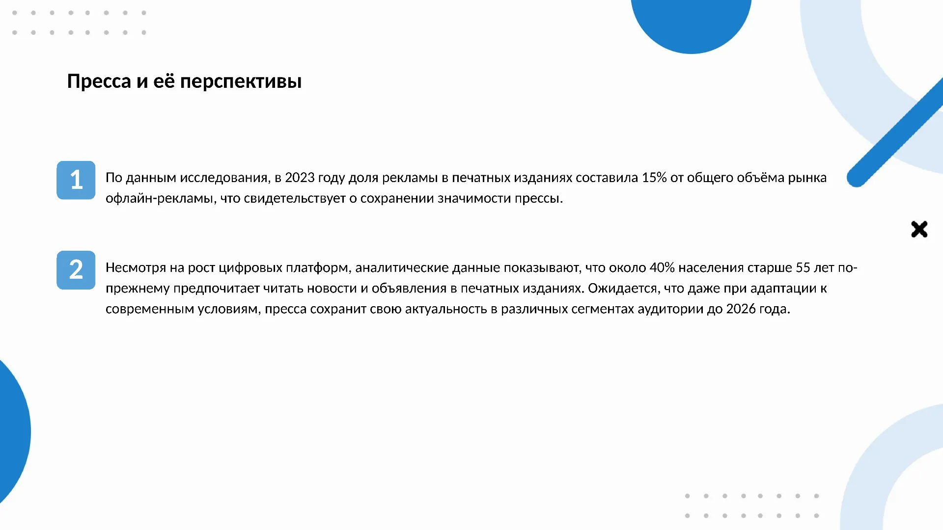 Пресса и её перспективы - слайд для презентации на тему 