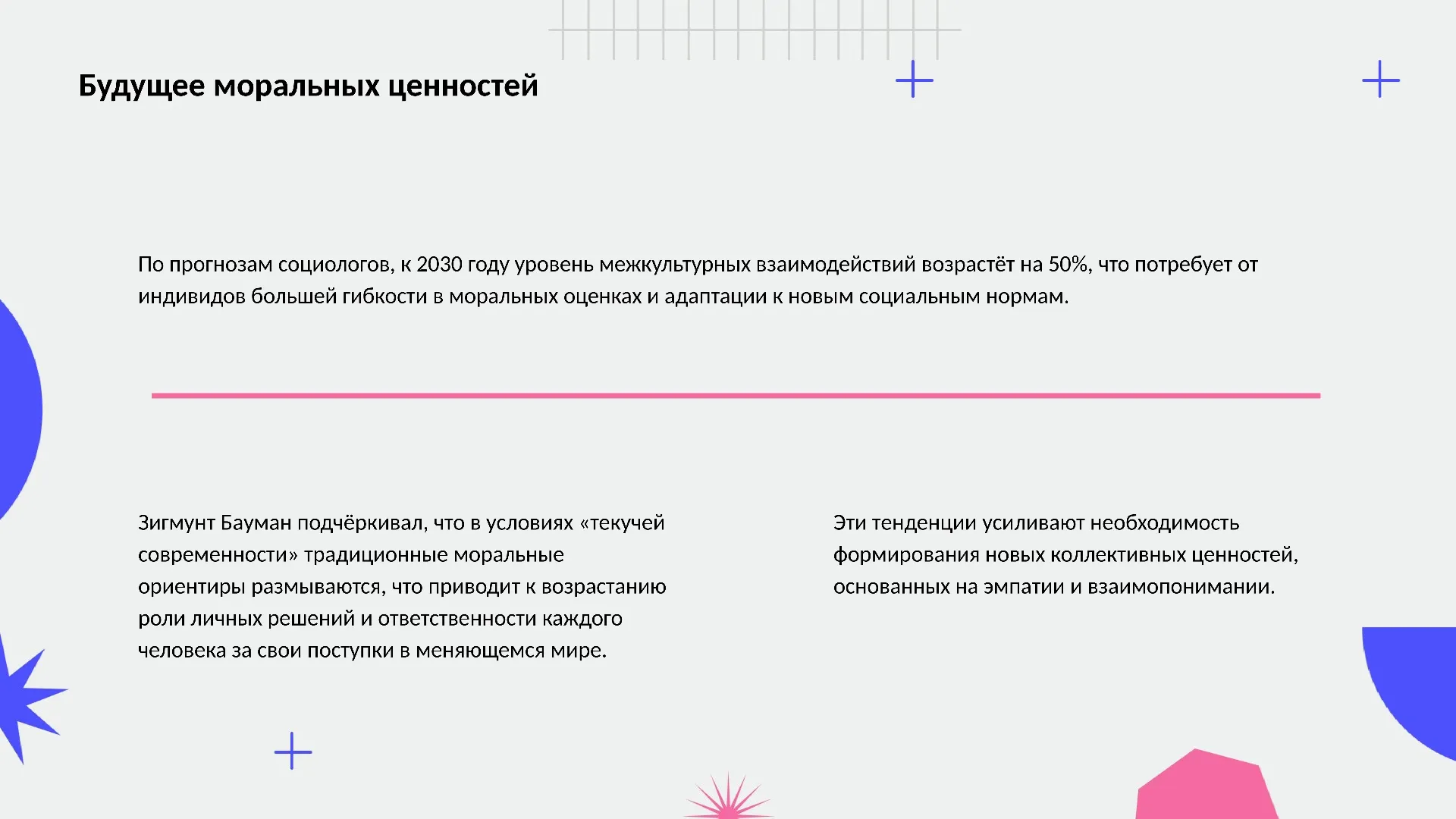 Будущее моральных ценностей - слайд для презентации на тему 