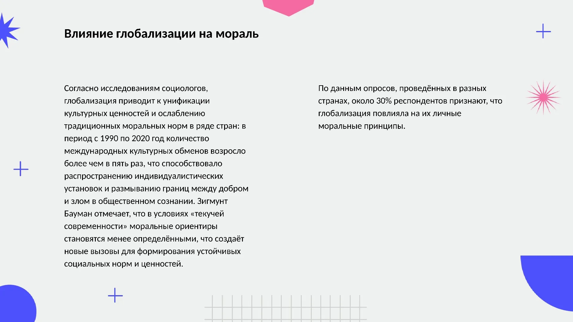 Влияние глобализации на мораль - слайд для презентации на тему 