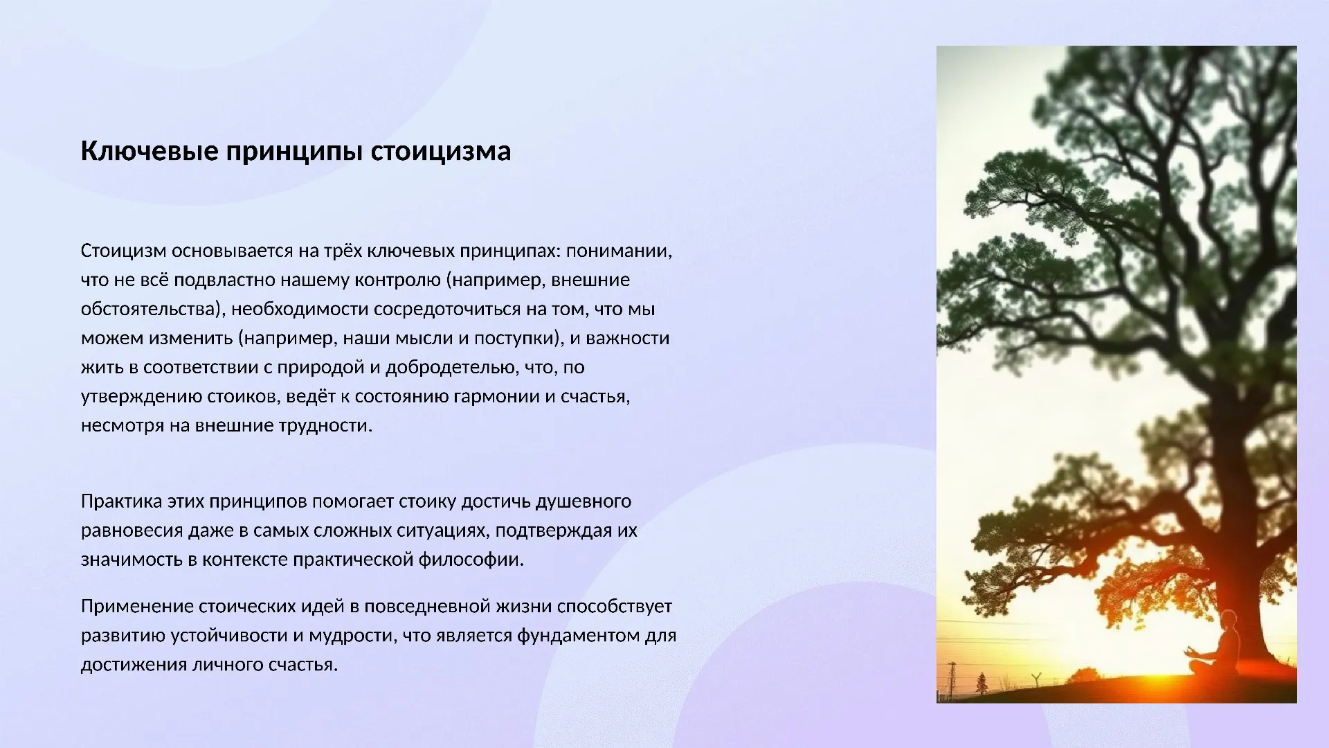 Ключевые принципы стоицизма - слайд для презентации на тему 
