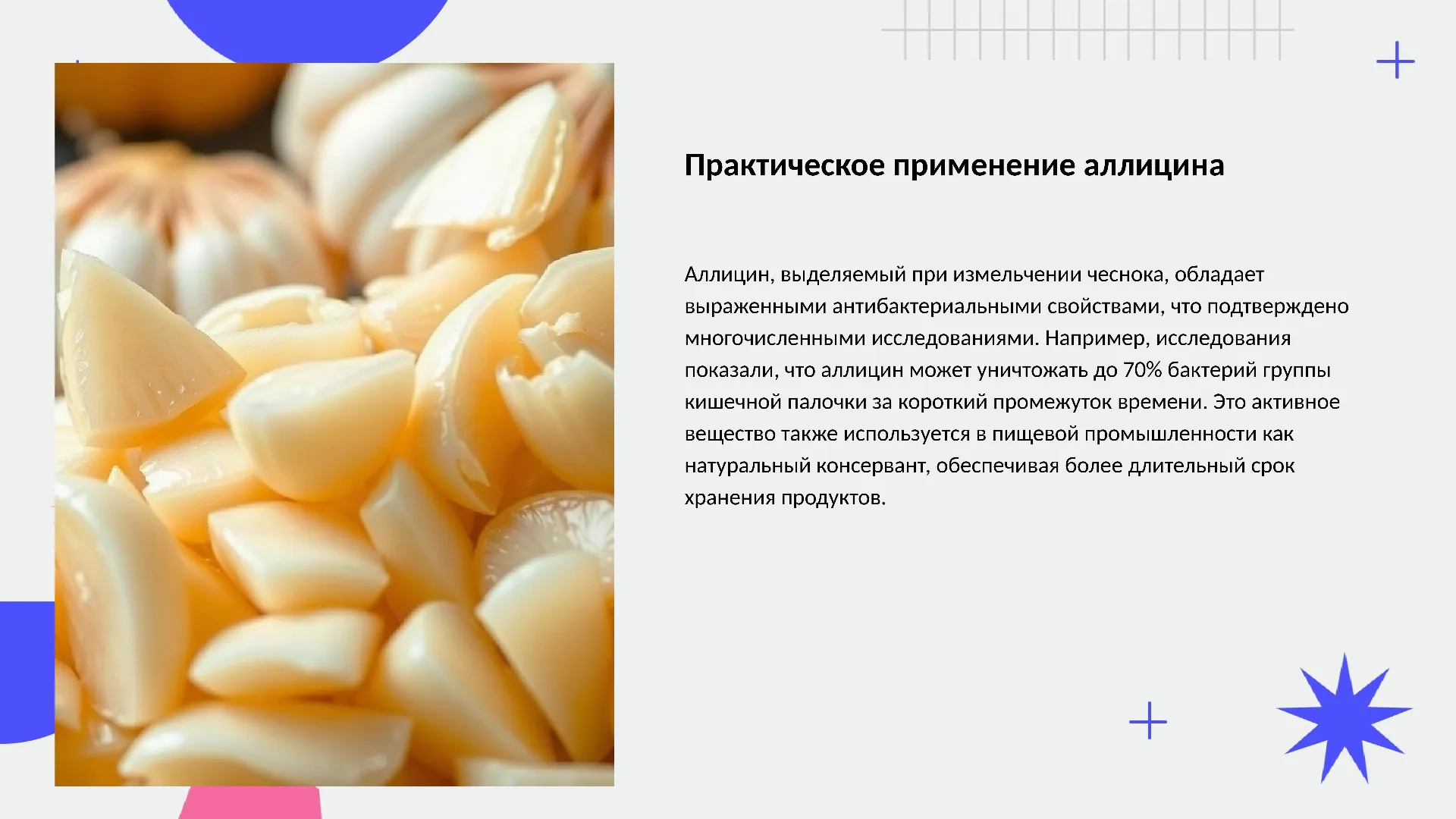 Практическое применение аллицина - слайд для презентации на тему 