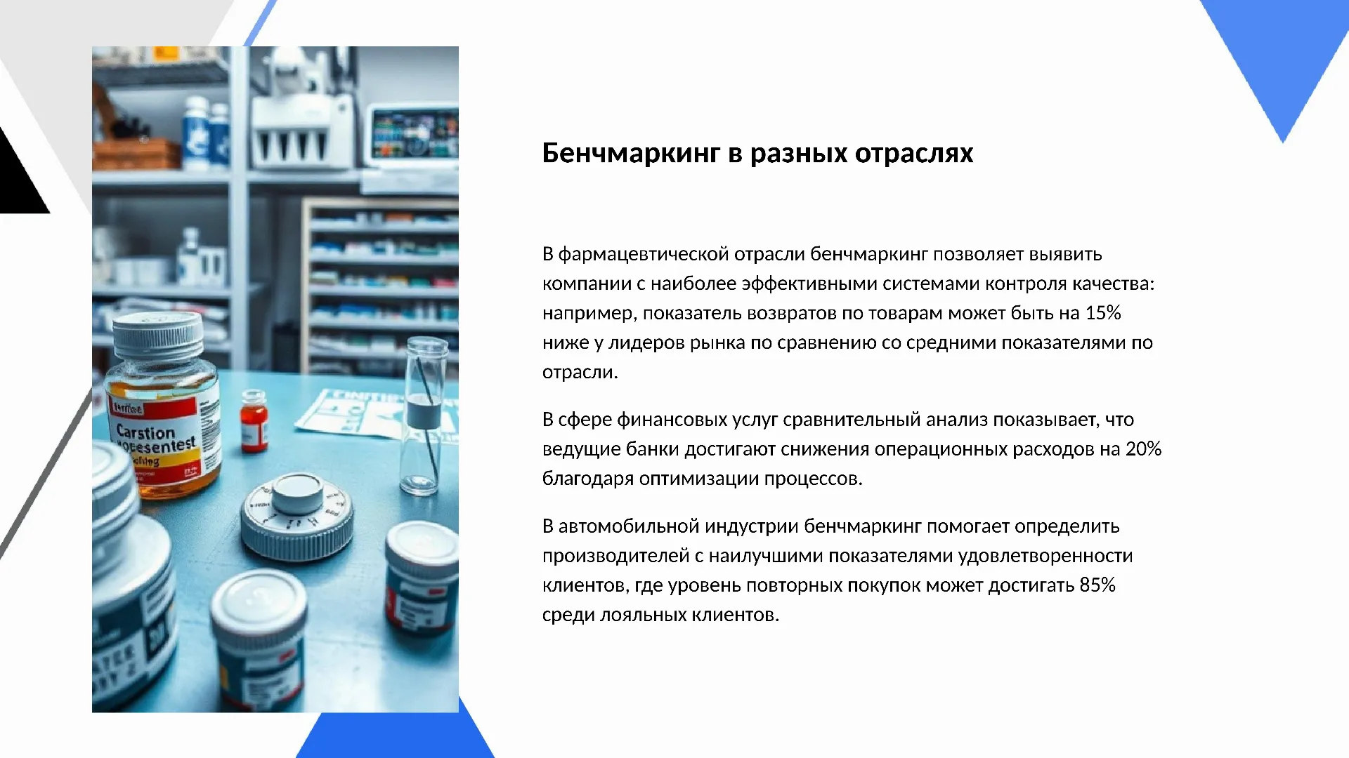 Бенчмаркинг в разных отраслях - слайд для презентации на тему 
