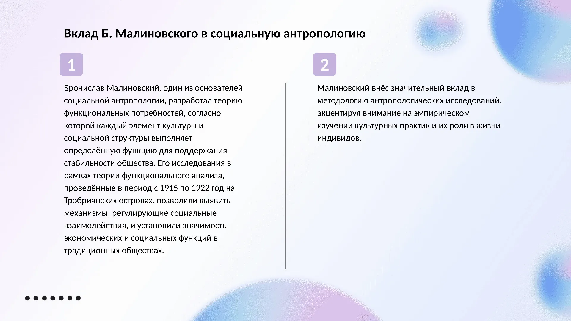 Вклад Б. Малиновского в социальную антропологию - слайд для презентации на тему 