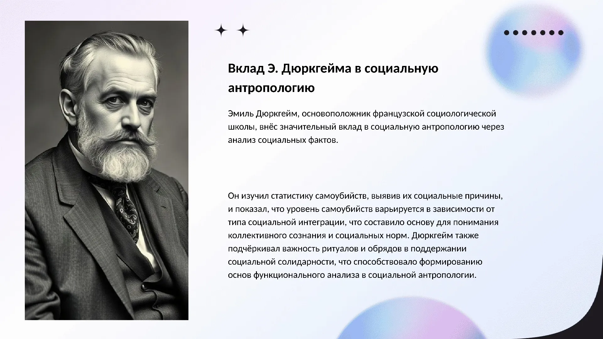 Вклад Э. Дюркгейма в социальную антропологию - слайд для презентации на тему 