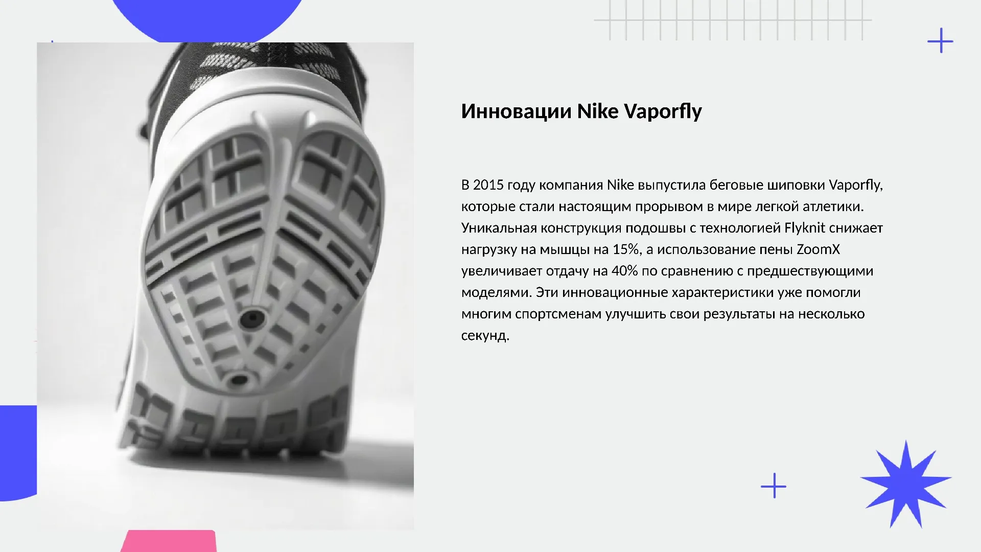 Инновации Nike Vaporfly - слайд для презентации на тему 