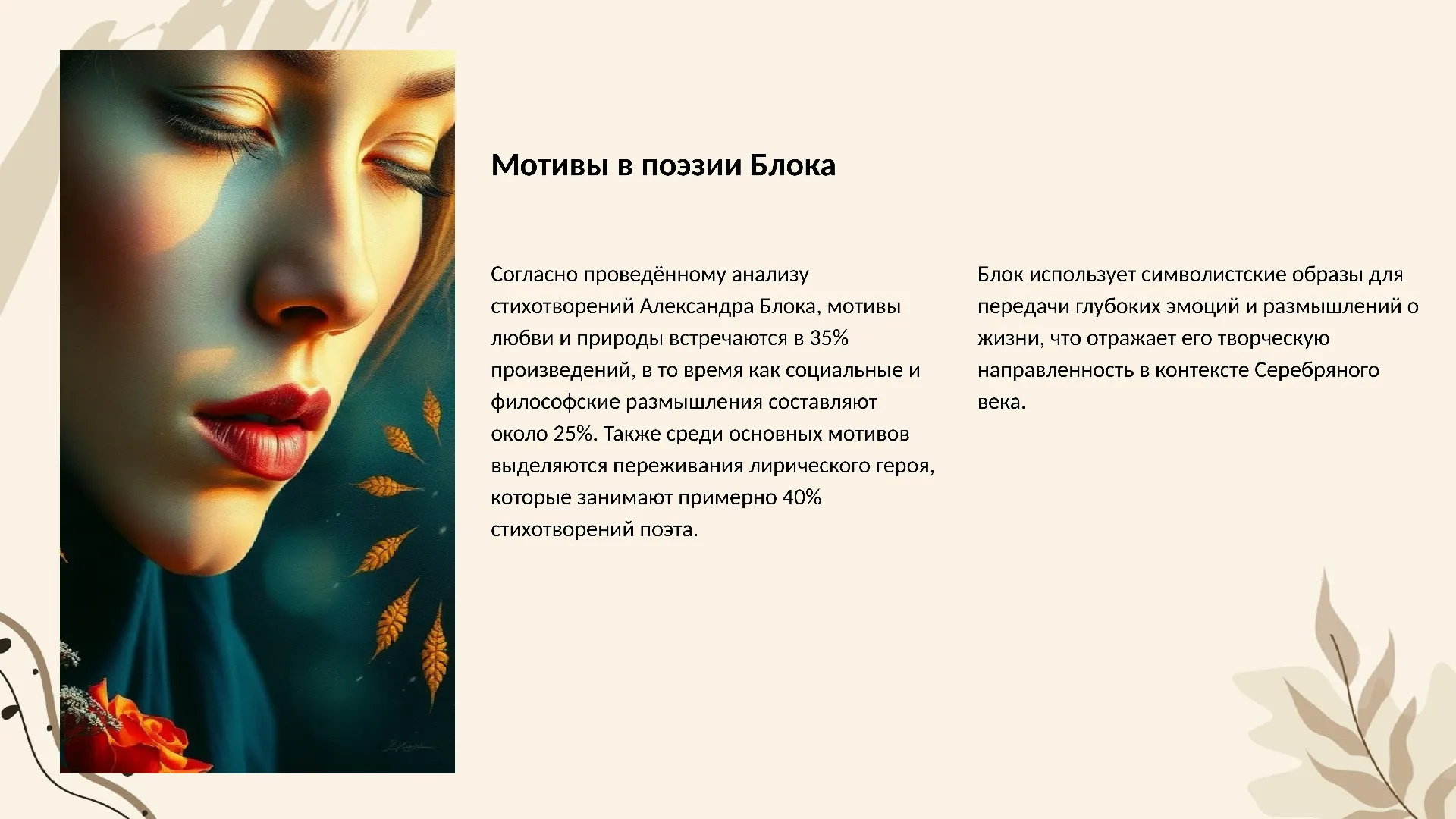Мотивы в поэзии Блока - слайд для презентации на тему 