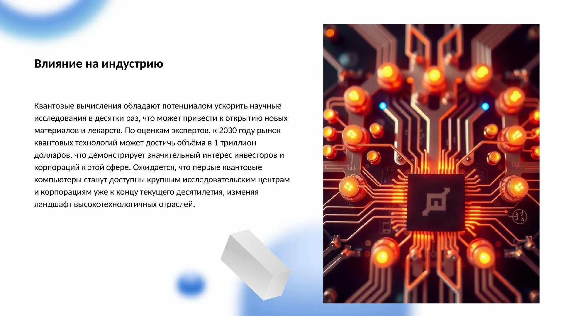 Влияние на индустрию - слайд для презентации на тему 