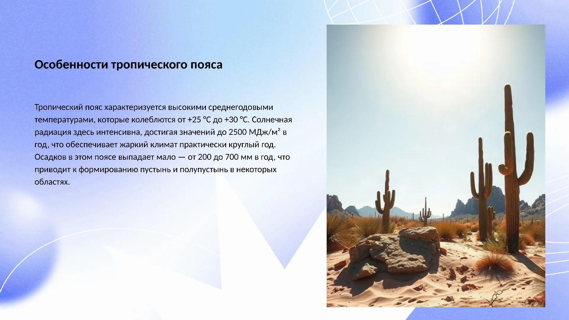 Особенности тропического пояса - слайд для презентации на тему 