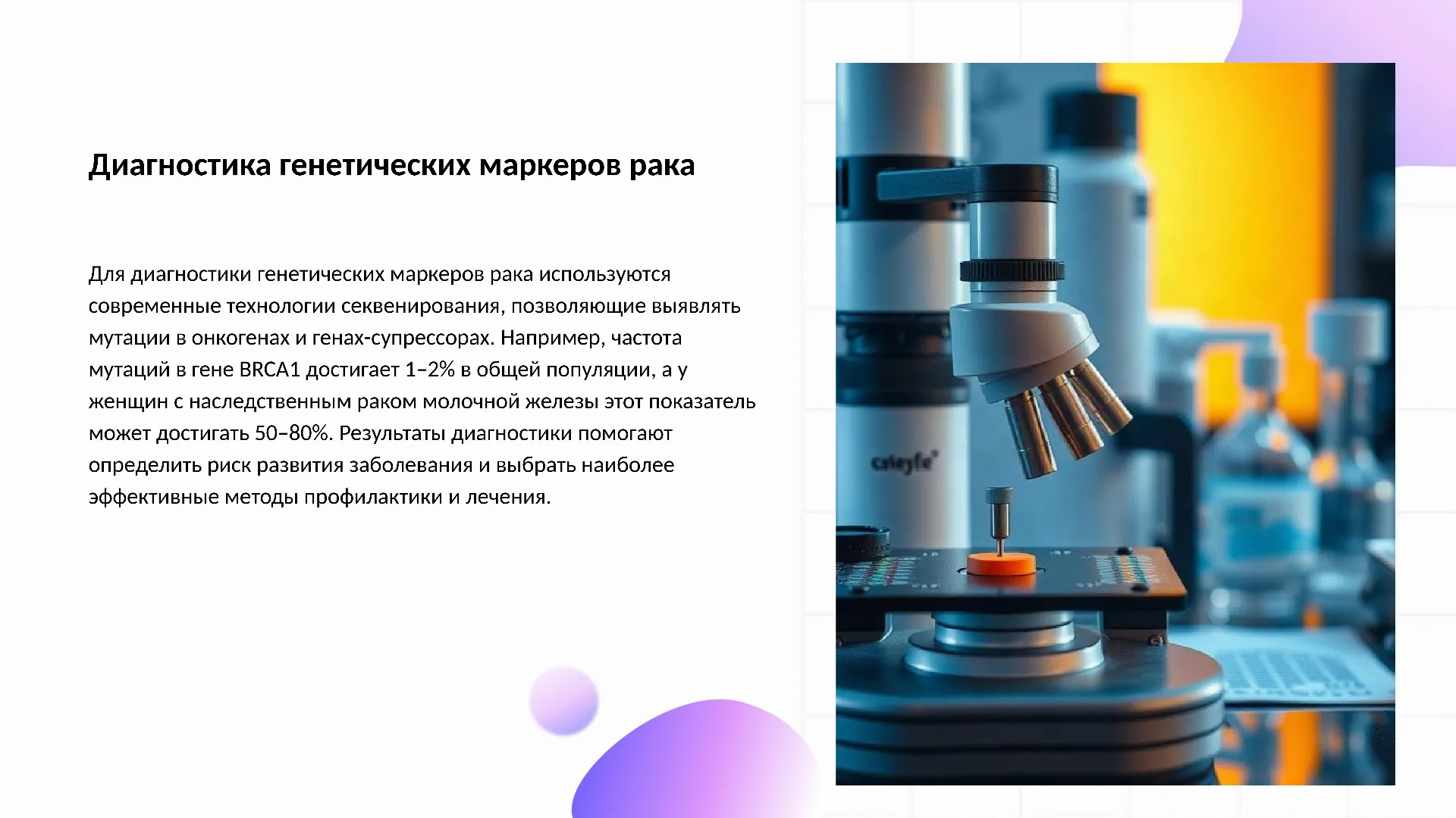 Диагностика генетических маркеров рака - слайд для презентации на тему 