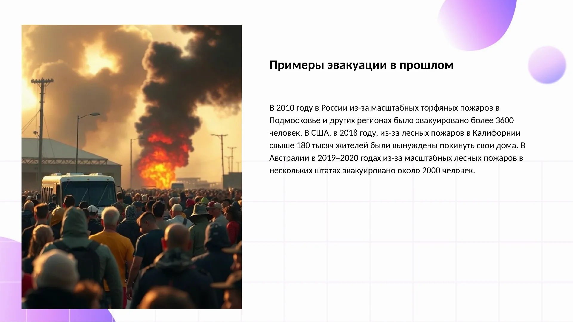 Примеры эвакуации в прошлом - слайд для презентации на тему 