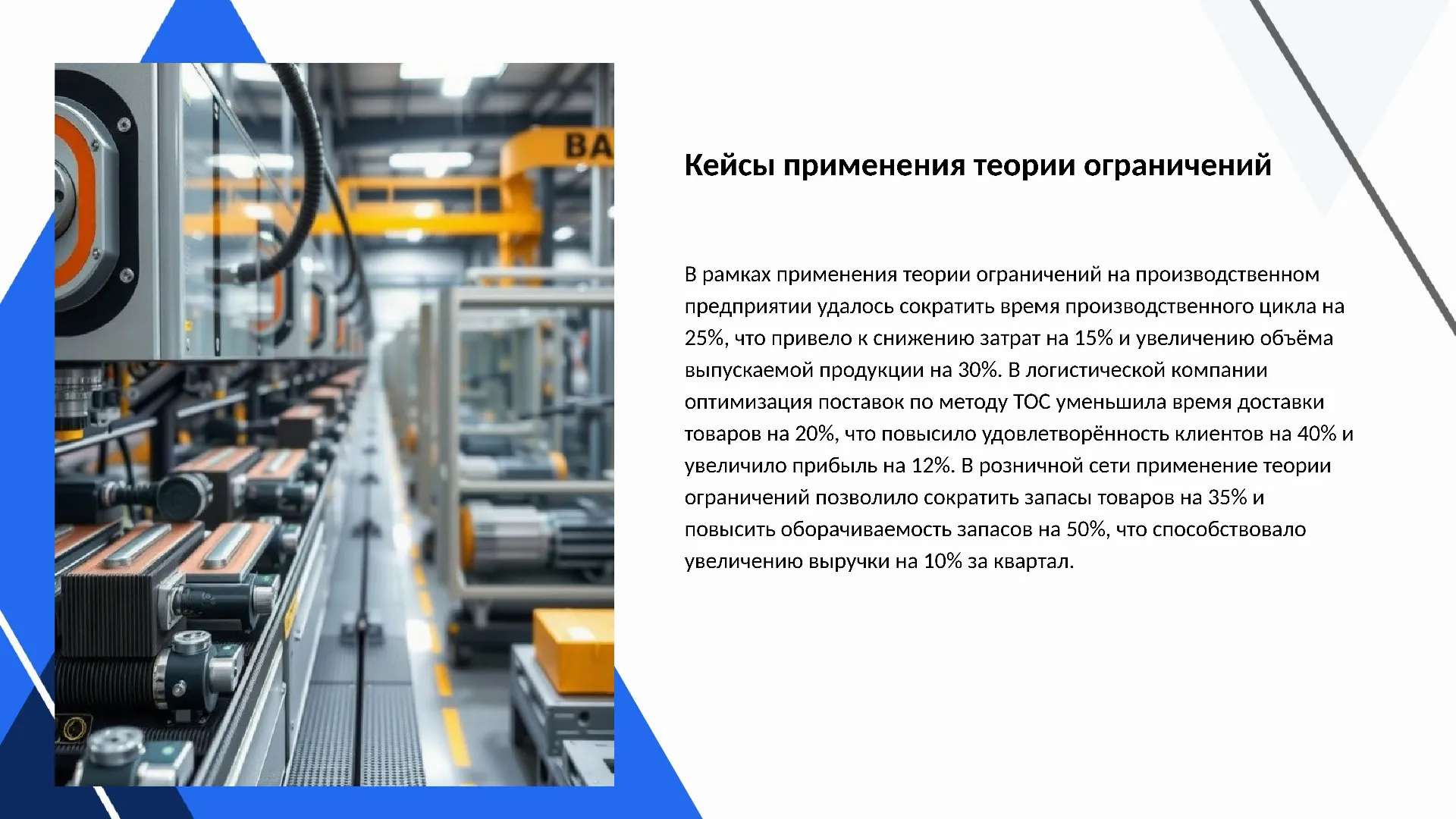 Кейсы применения теории ограничений - слайд для презентации на тему 