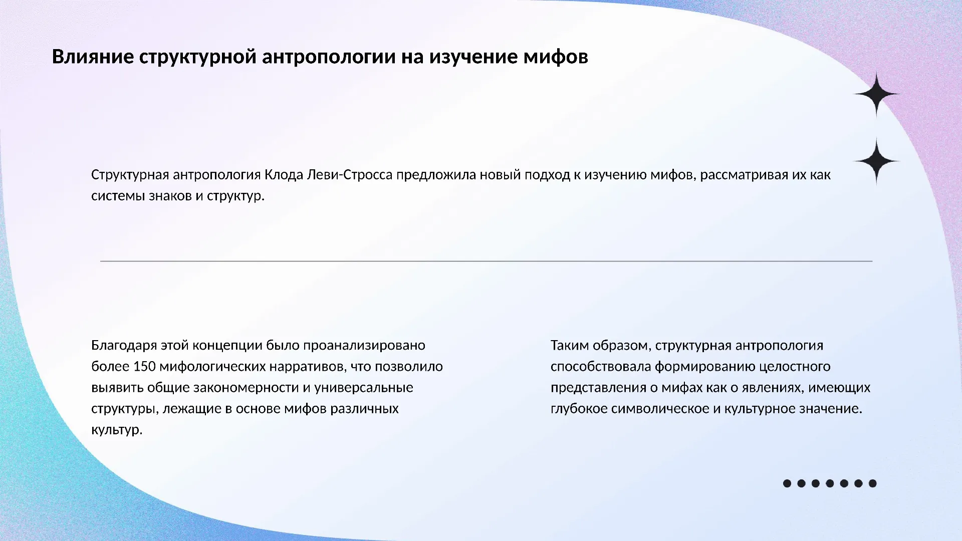 Влияние структурной антропологии на изучение мифов - слайд для презентации на тему 