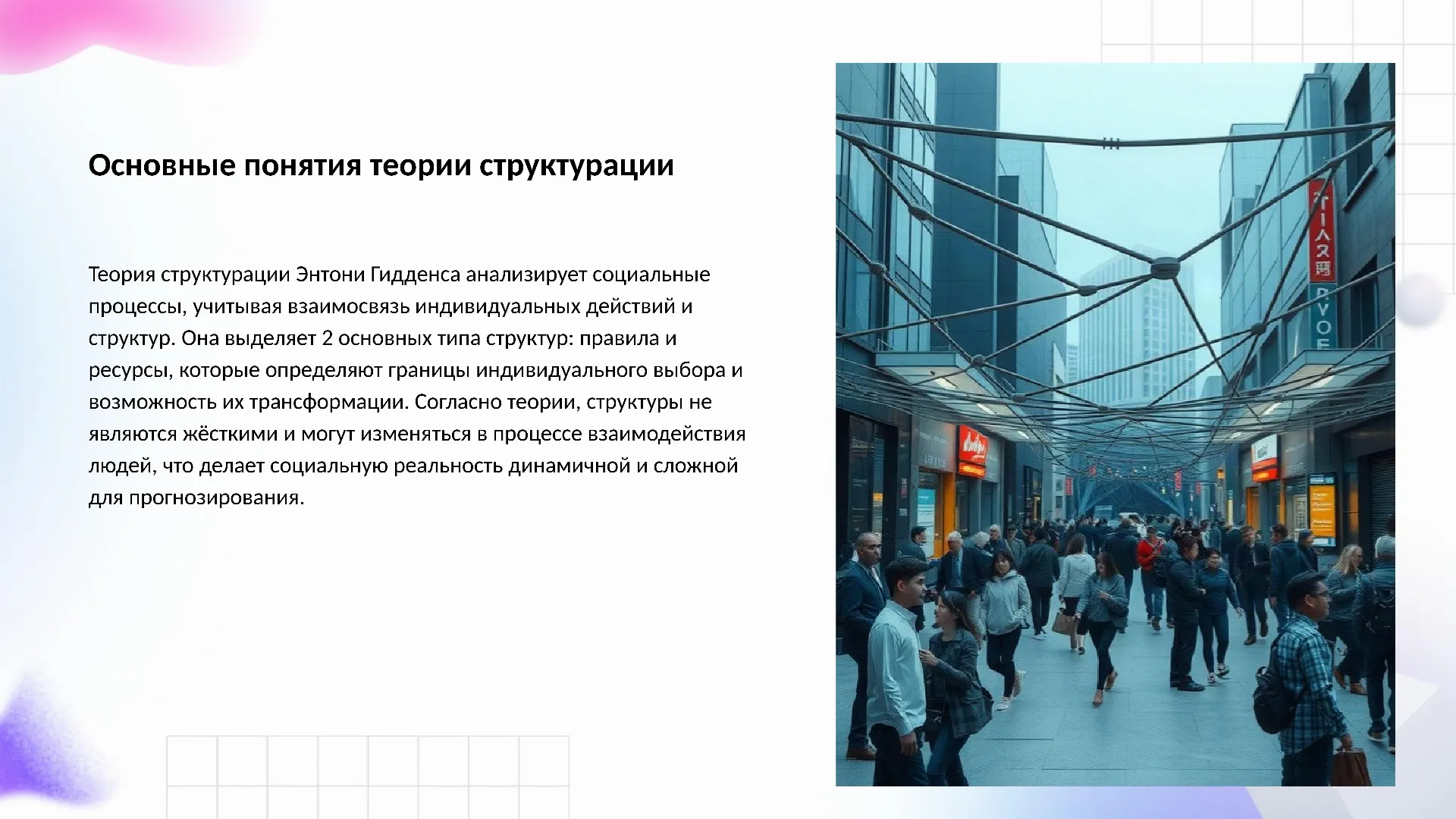 Основные понятия теории структурации - слайд для презентации на тему 