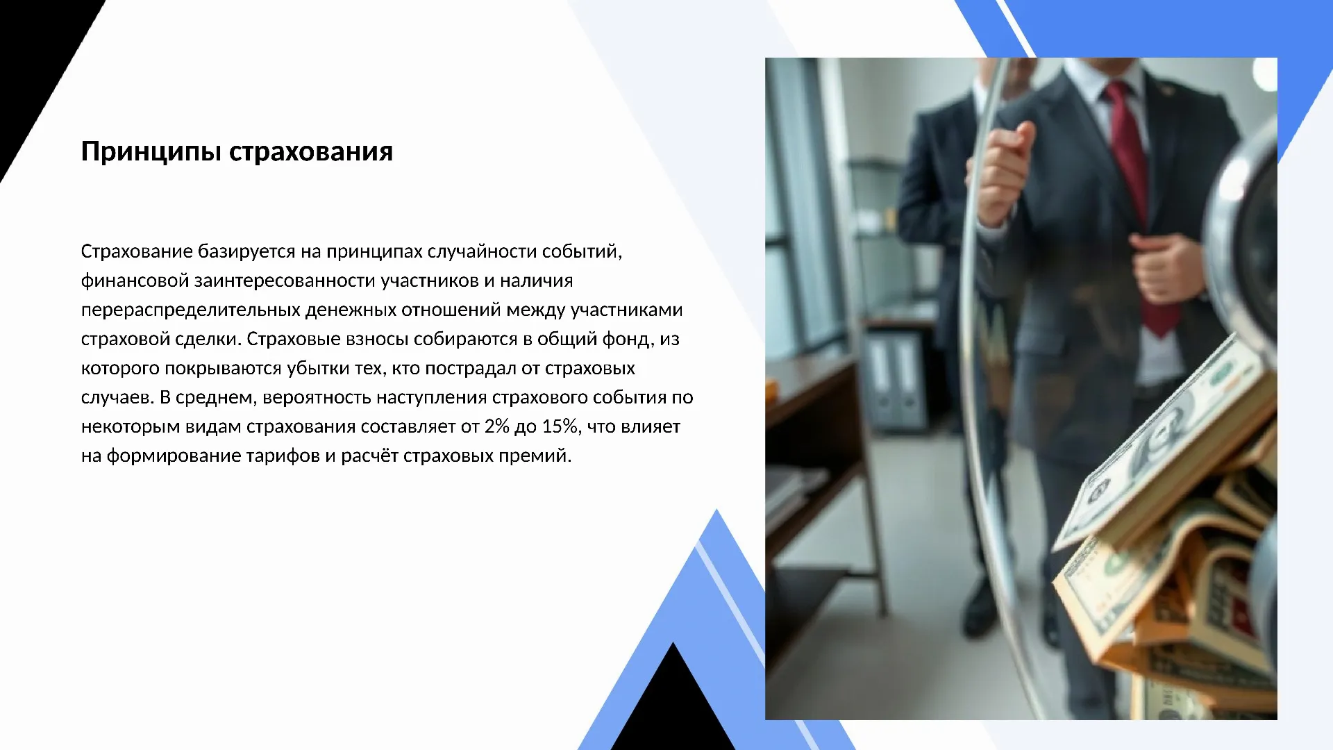 Принципы страхования - слайд для презентации на тему 