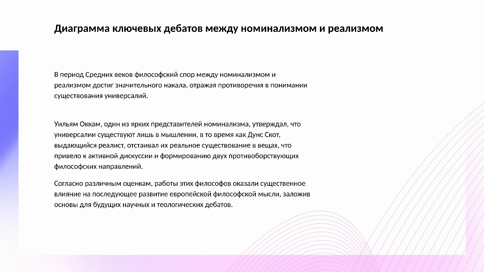 Диаграмма ключевых дебатов между номинализмом и реализмом - слайд для презентации на тему 