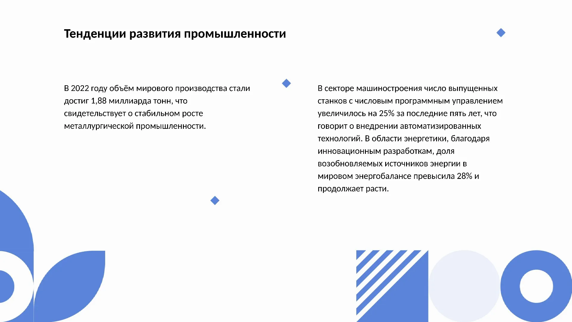 Тенденции развития промышленности - слайд для презентации на тему 