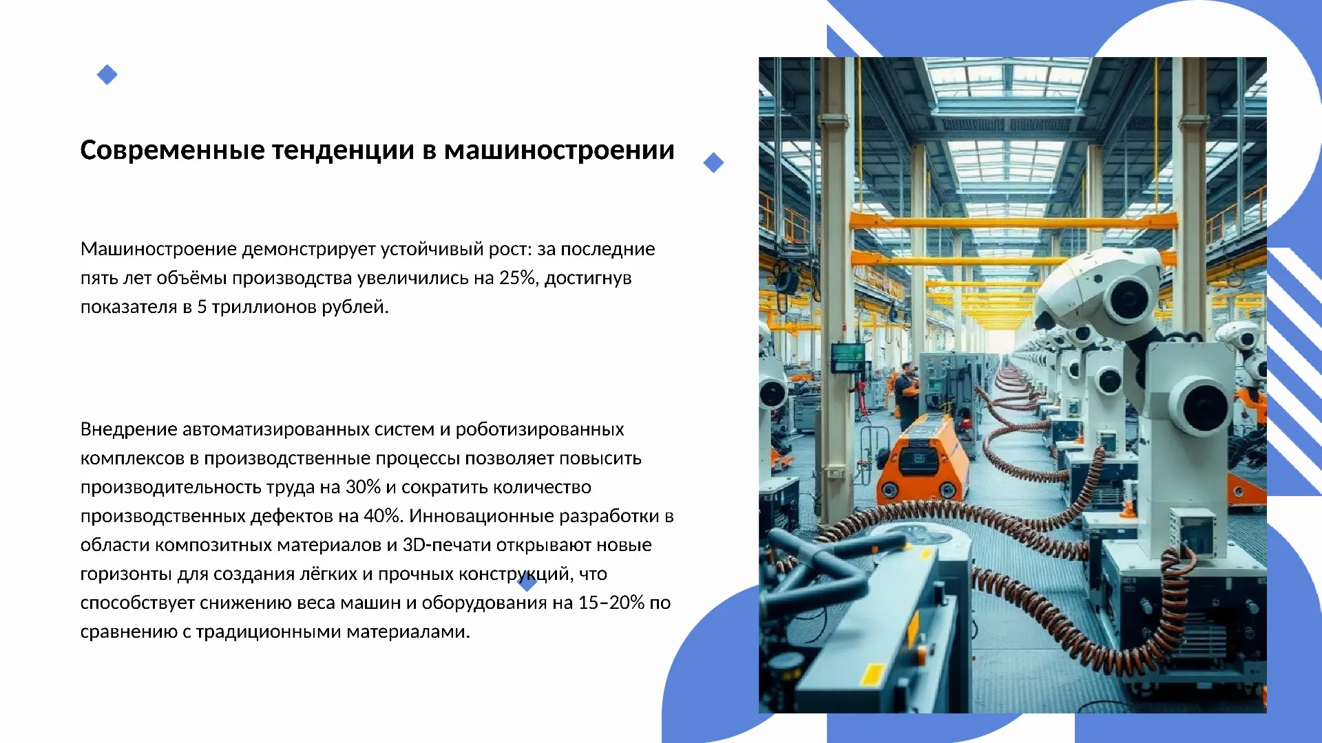 Современные тенденции в машиностроении - слайд для презентации на тему 