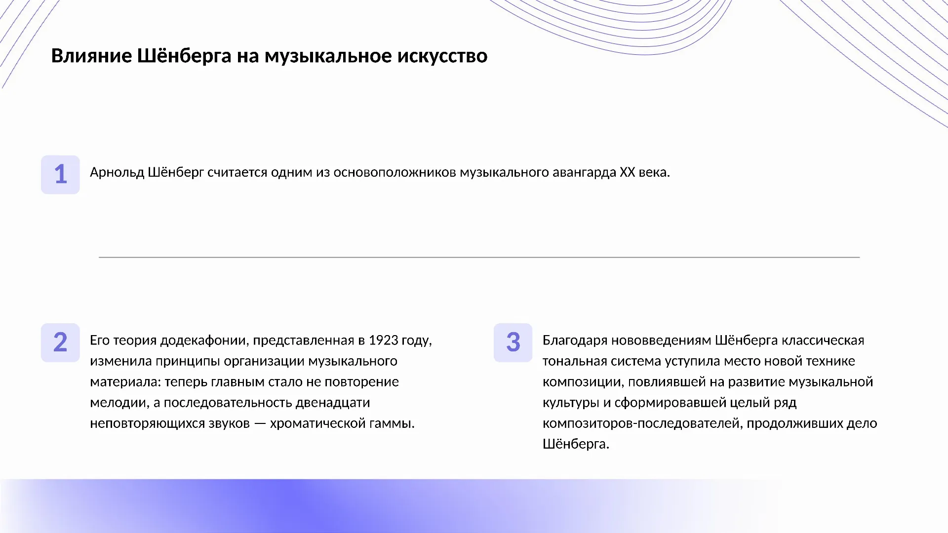 Влияние Шёнберга на музыкальное искусство - слайд для презентации на тему 