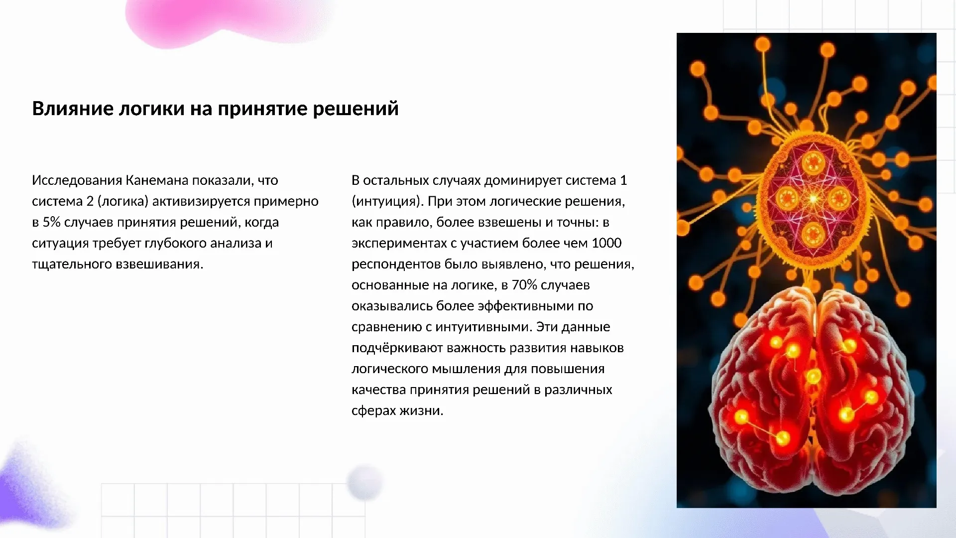 Влияние логики на принятие решений - слайд для презентации на тему 