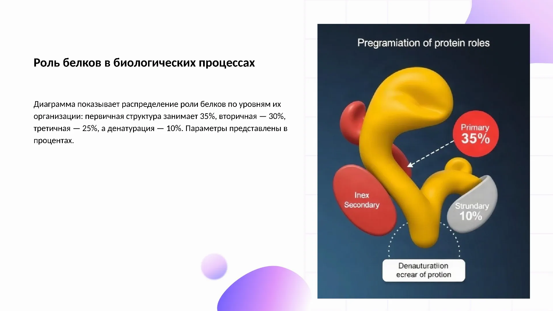 Роль белков в биологических процессах - слайд для презентации на тему 