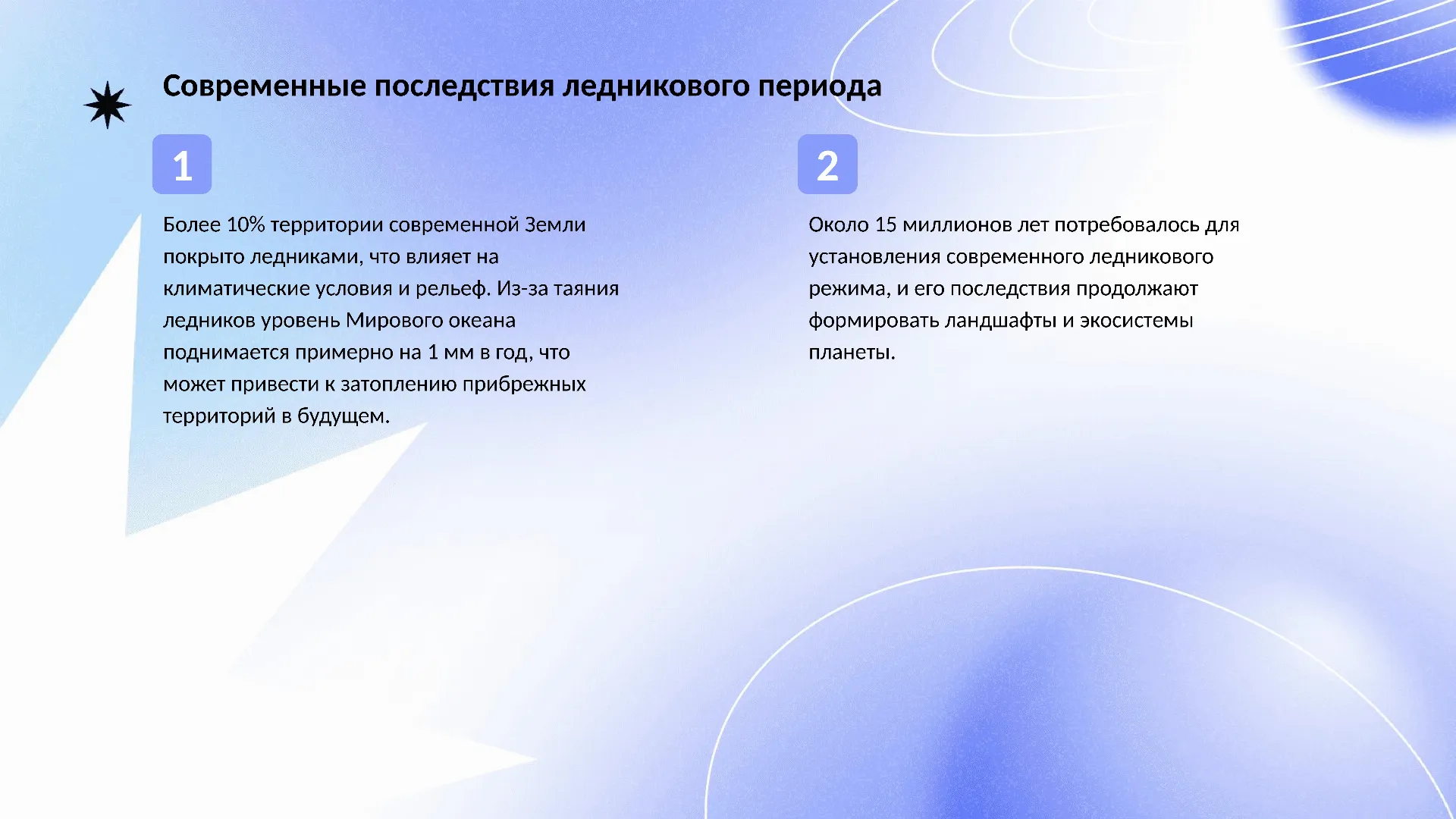 Современные последствия ледникового периода - слайд для презентации на тему 