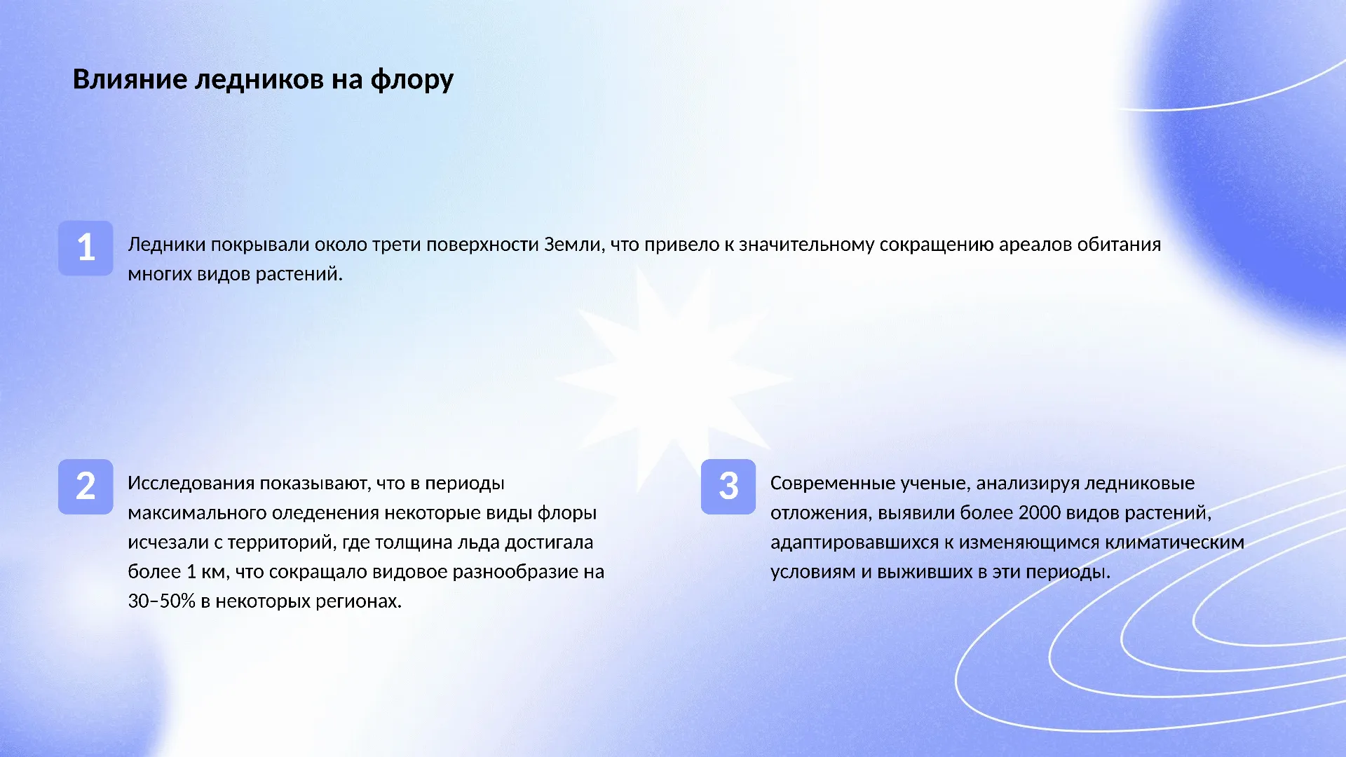 Влияние ледников на флору - слайд для презентации на тему 