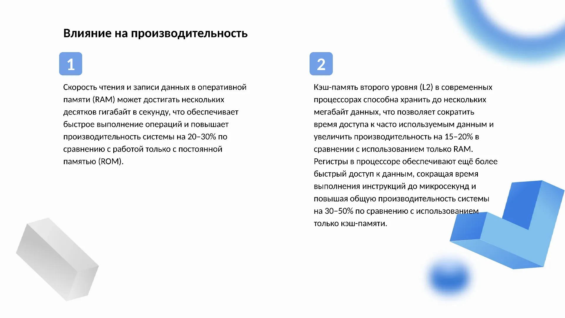 Влияние на производительность - слайд для презентации на тему 