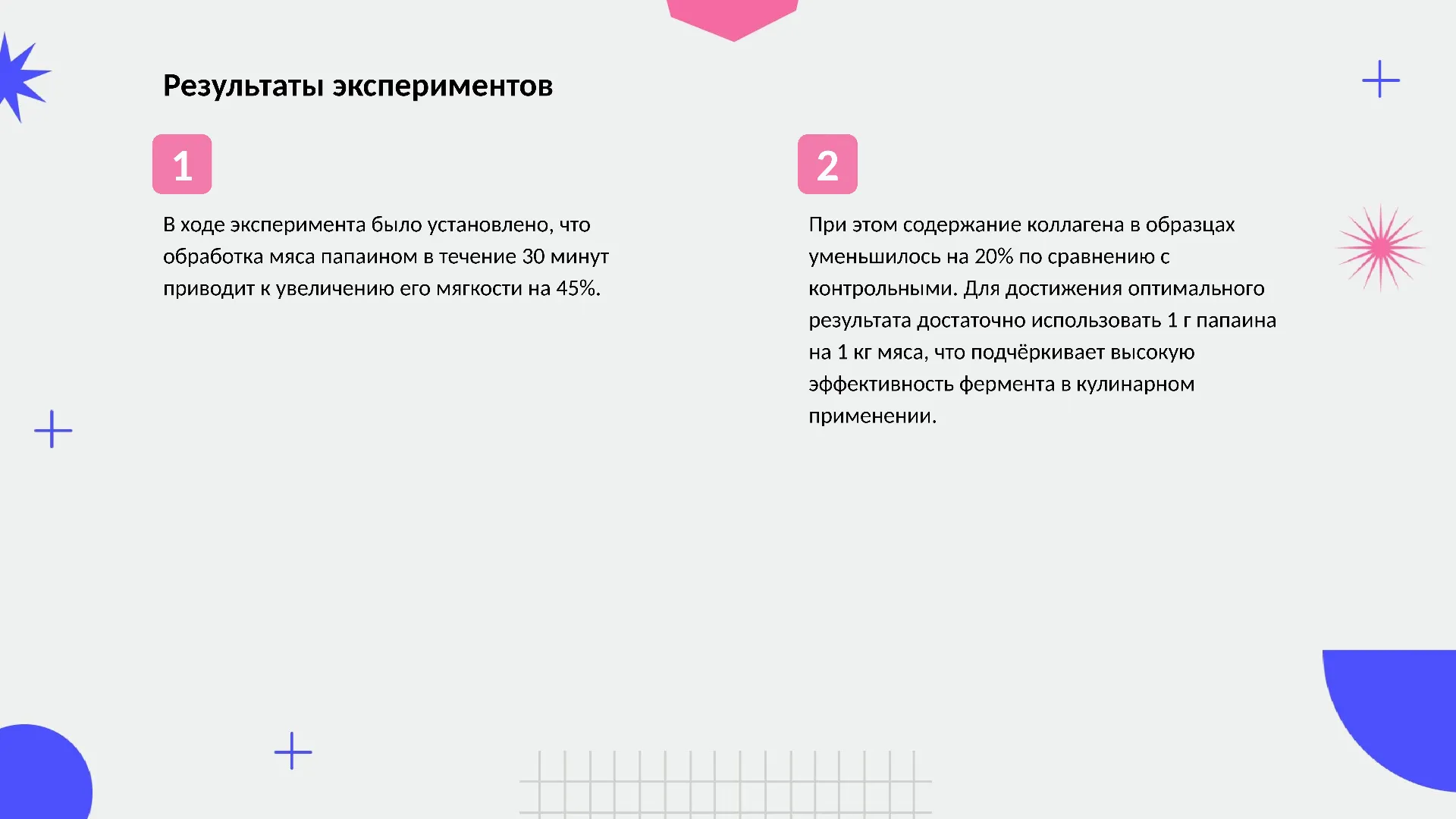 Результаты экспериментов - слайд для презентации на тему 