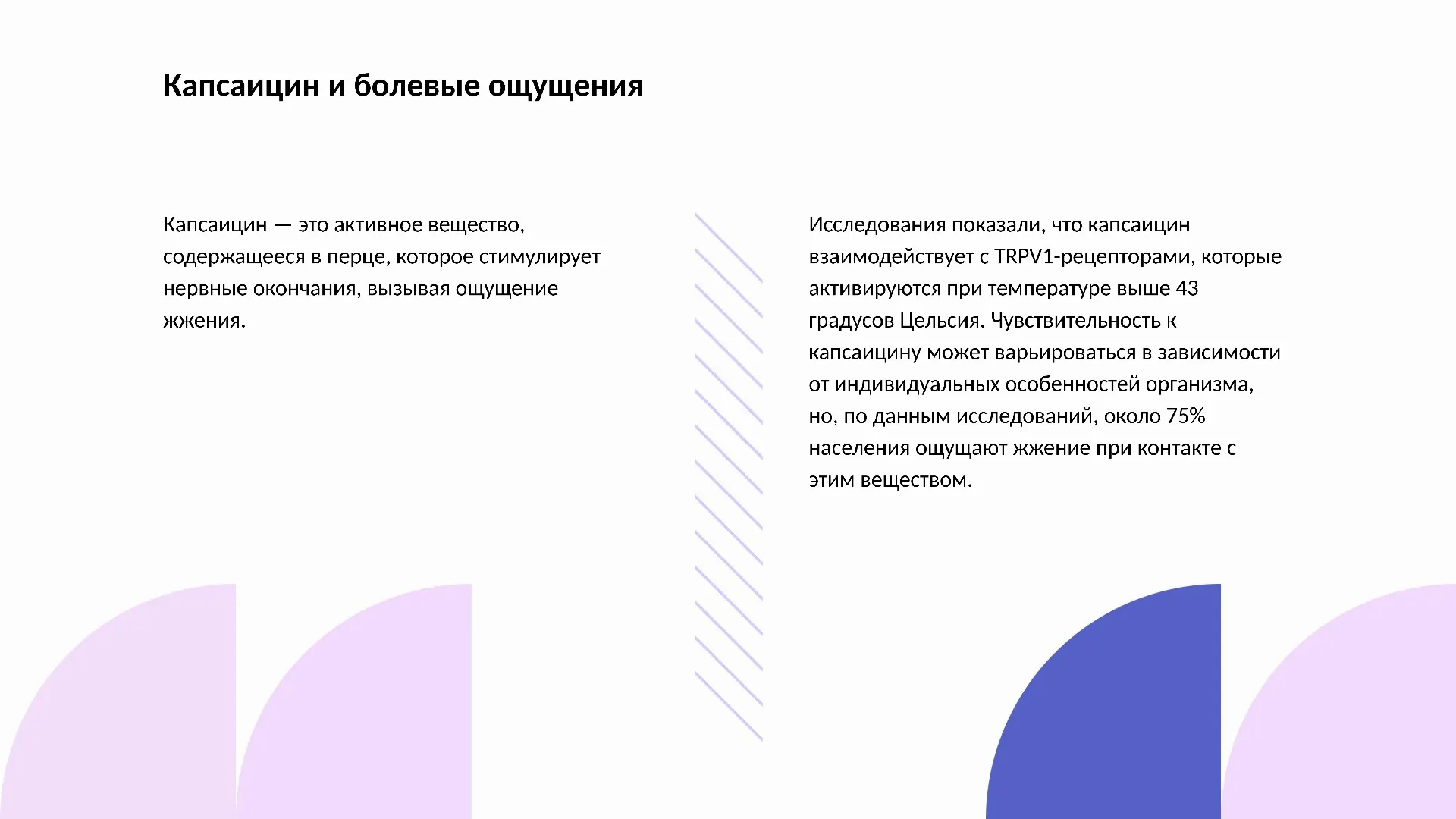 Капсаицин и болевые ощущения - слайд для презентации на тему 