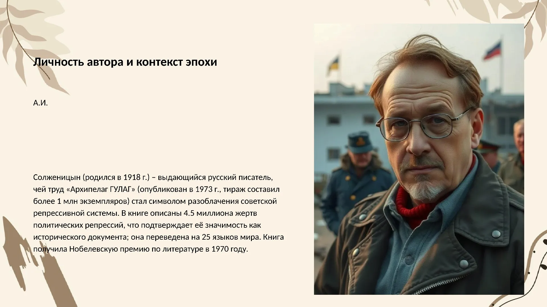 Личность автора и контекст эпохи - слайд для презентации на тему 