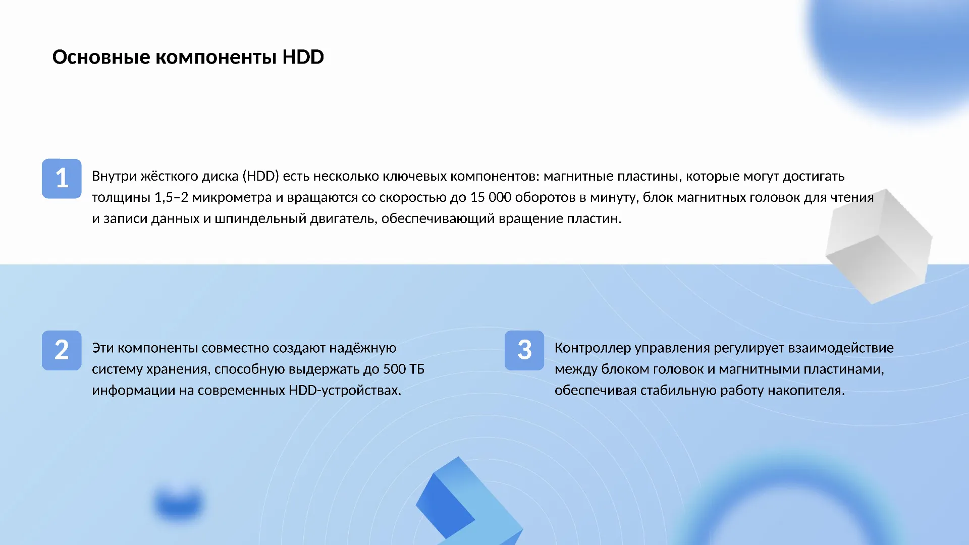 Основные компоненты HDD - слайд для презентации на тему 