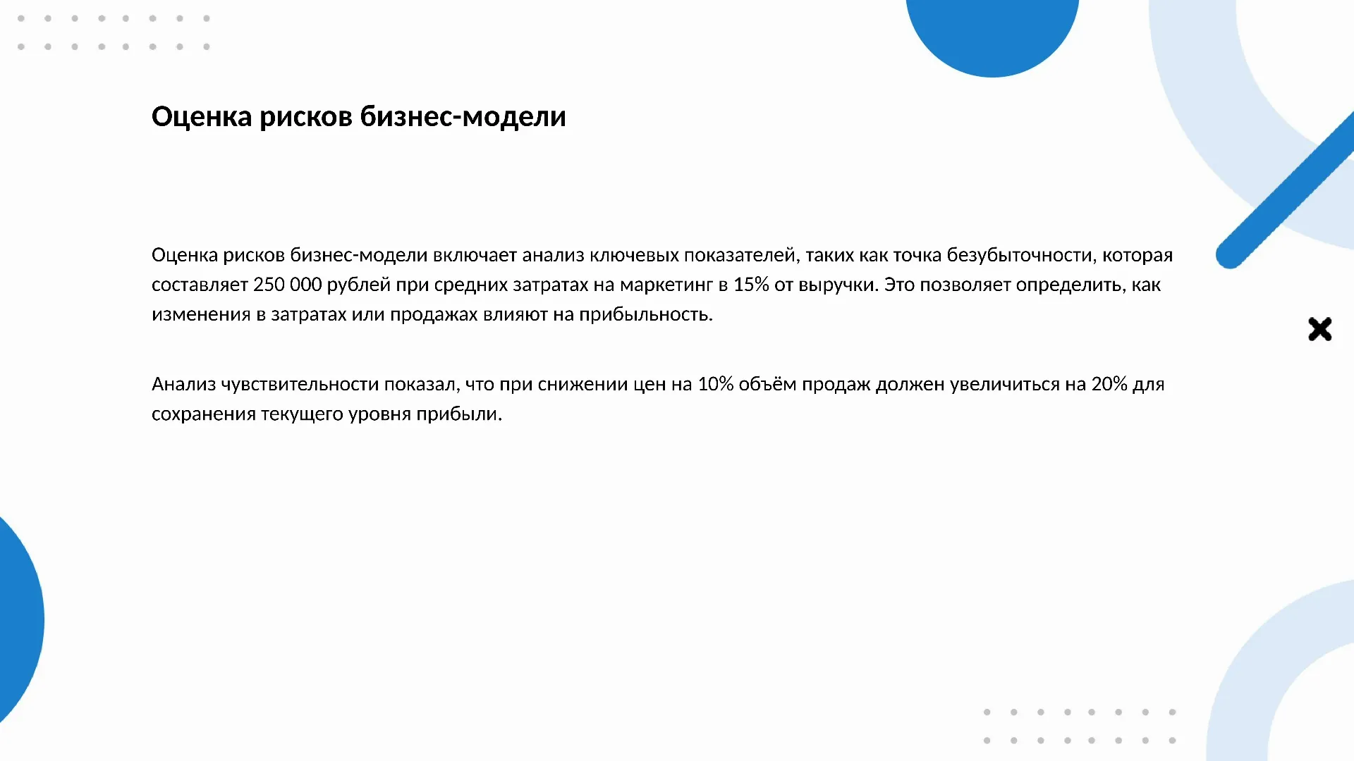 Оценка рисков бизнес-модели - слайд для презентации на тему 