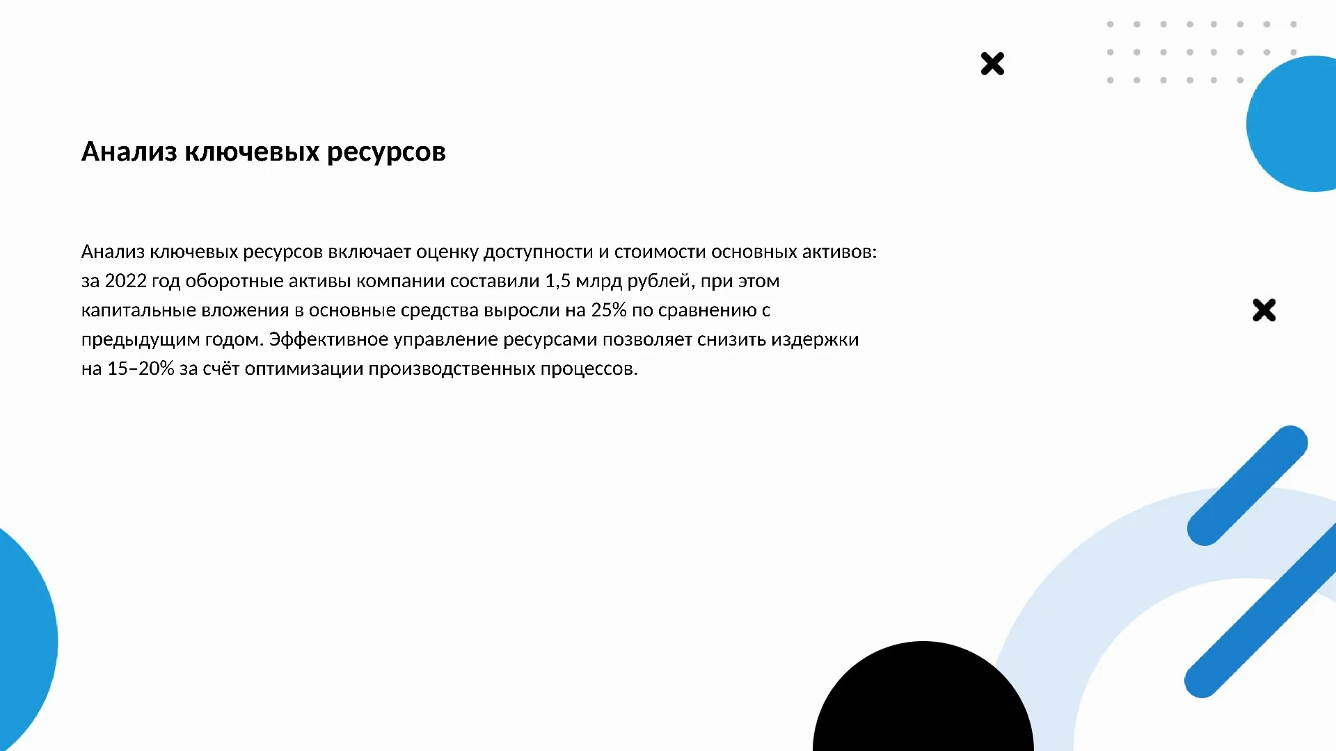 Анализ ключевых ресурсов - слайд для презентации на тему 