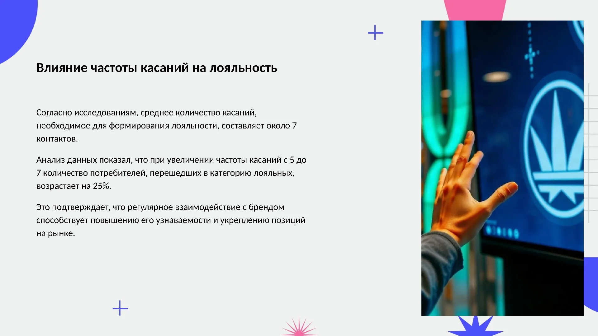Влияние частоты касаний на лояльность - слайд для презентации на тему 