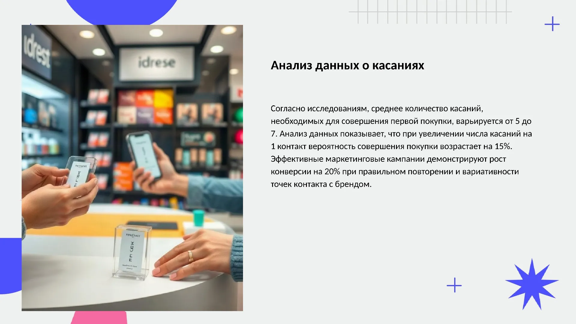 Анализ данных о касаниях - слайд для презентации на тему 