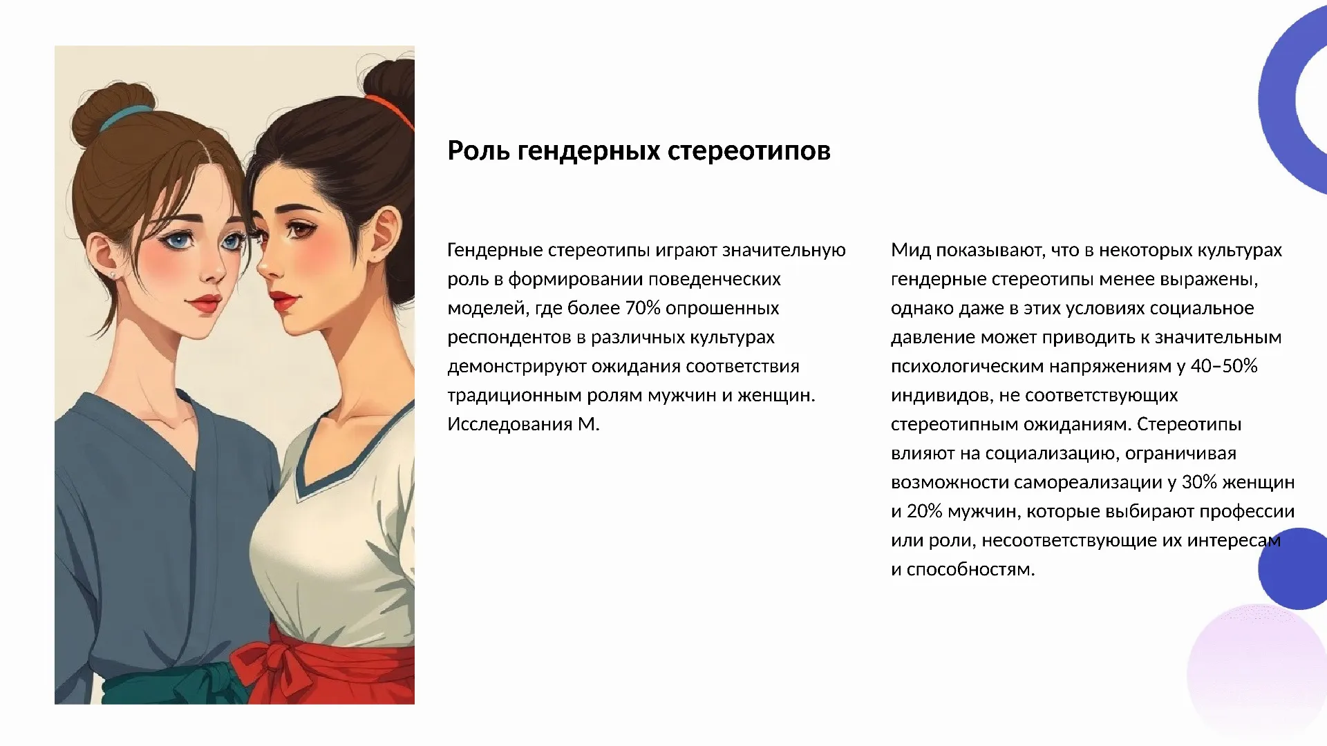 Роль гендерных стереотипов - слайд для презентации на тему 