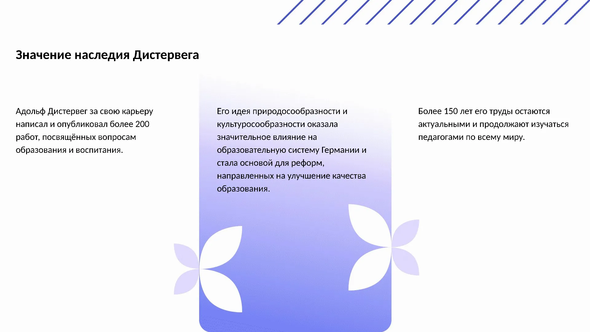 Значение наследия Дистервега - слайд для презентации на тему 