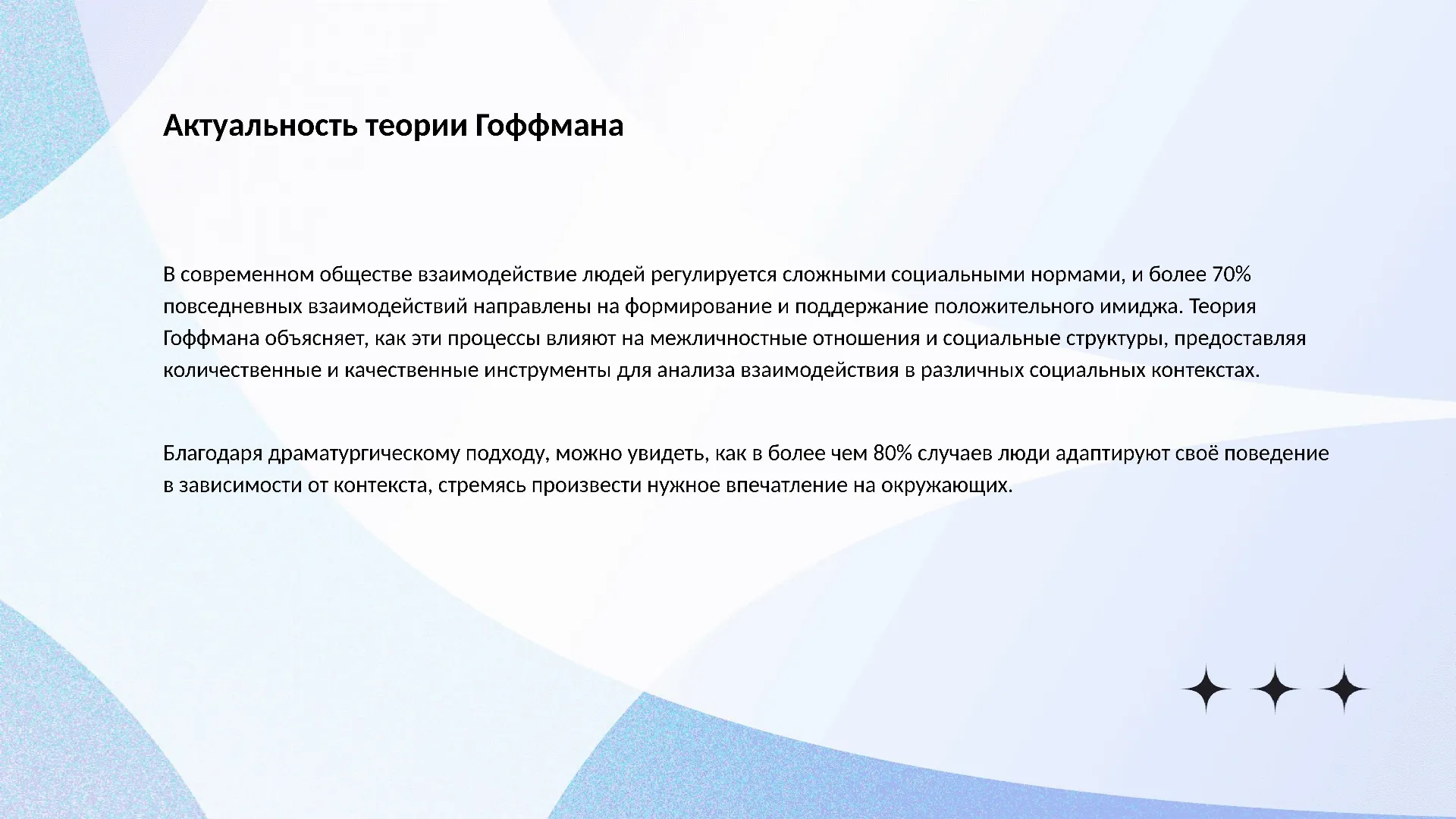 Актуальность теории Гоффмана - слайд для презентации на тему 