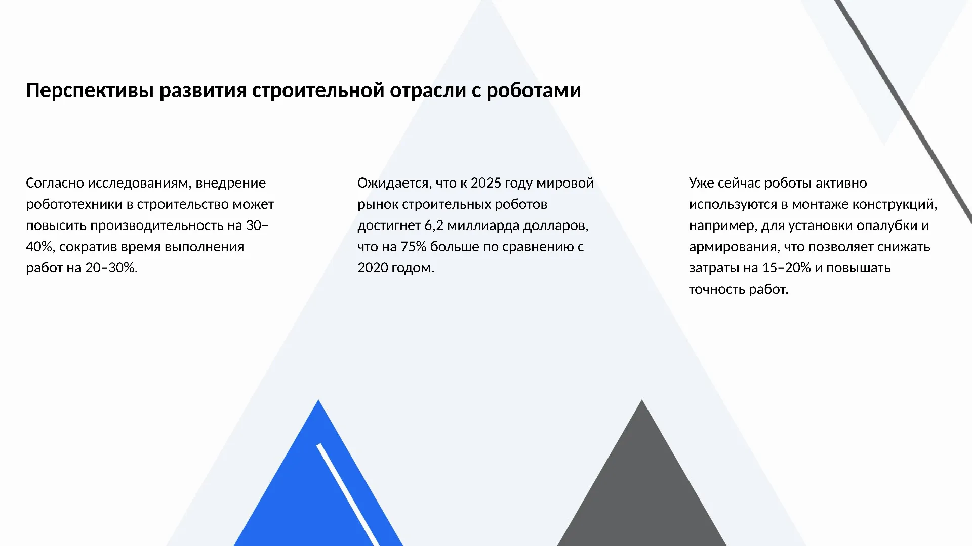 Перспективы развития строительной отрасли с роботами - слайд для презентации на тему 