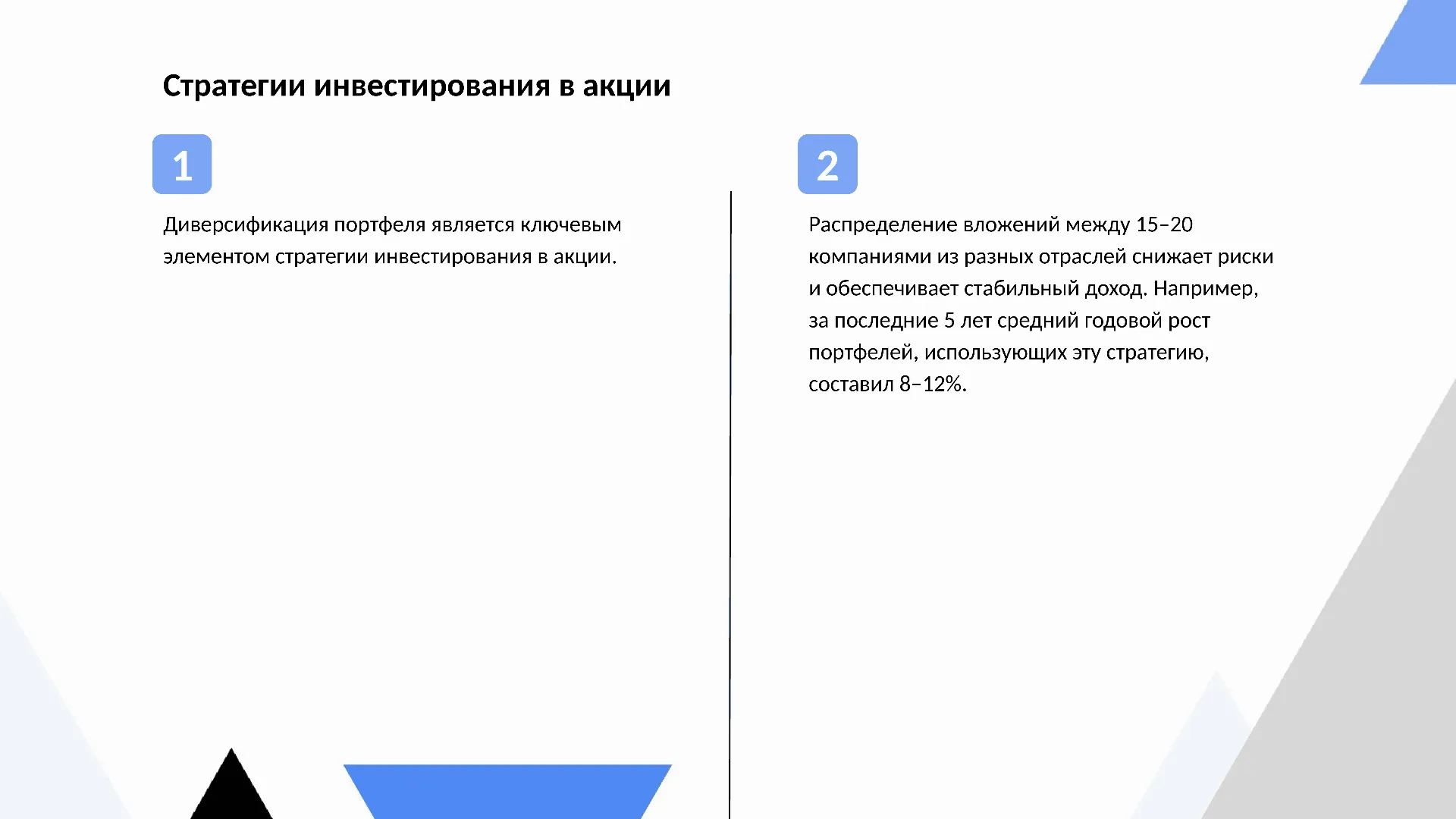 Стратегии инвестирования в акции - слайд для презентации на тему 