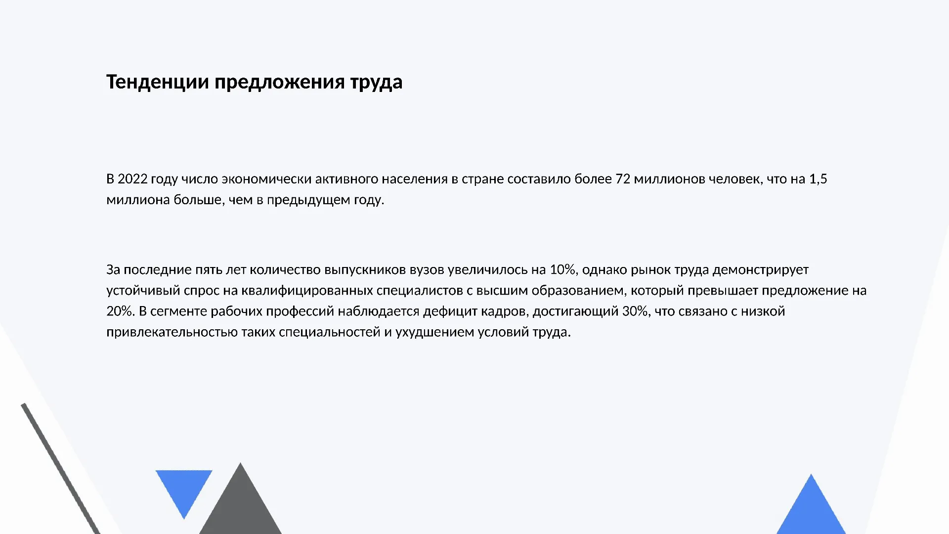 Тенденции предложения труда - слайд для презентации на тему 