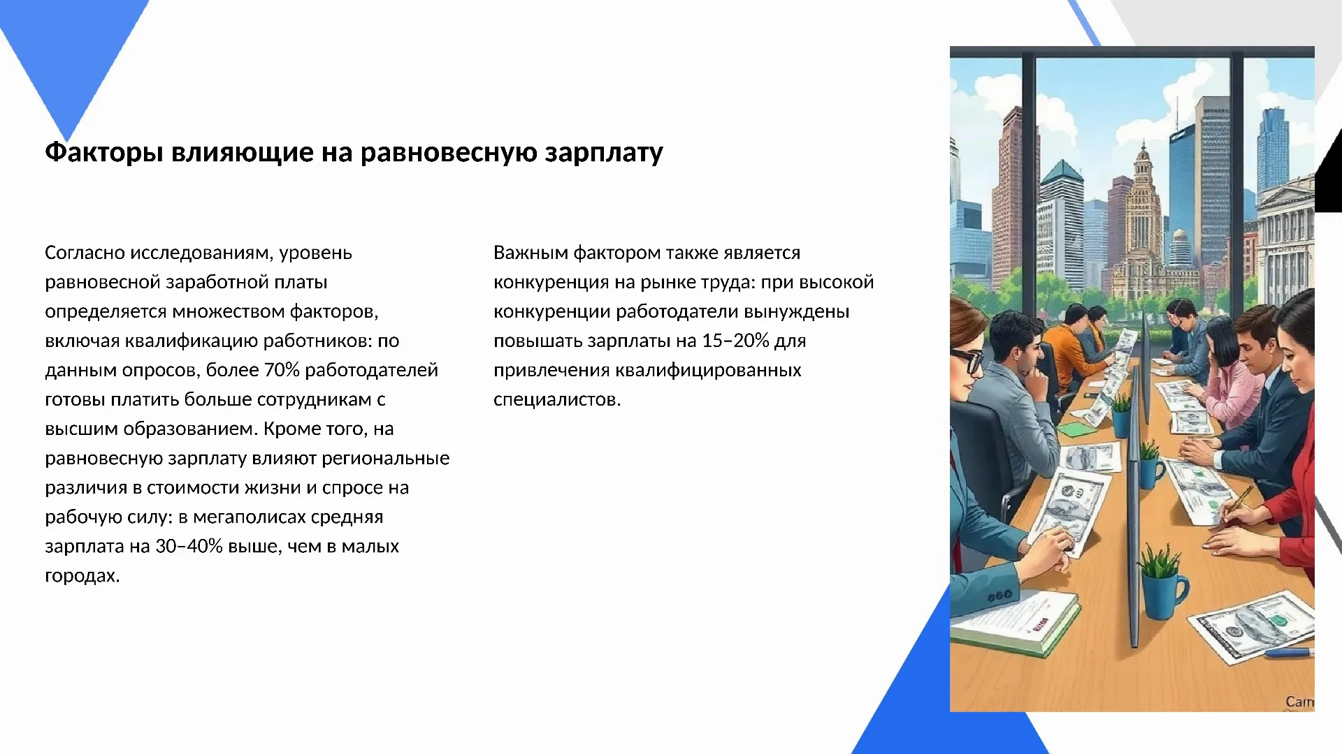 Факторы влияющие на равновесную зарплату - слайд для презентации на тему 