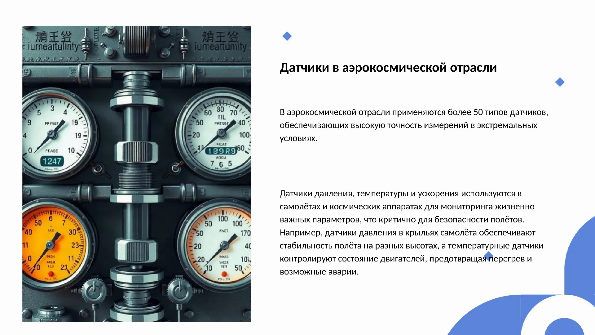 Датчики в аэрокосмической отрасли - слайд для презентации на тему 