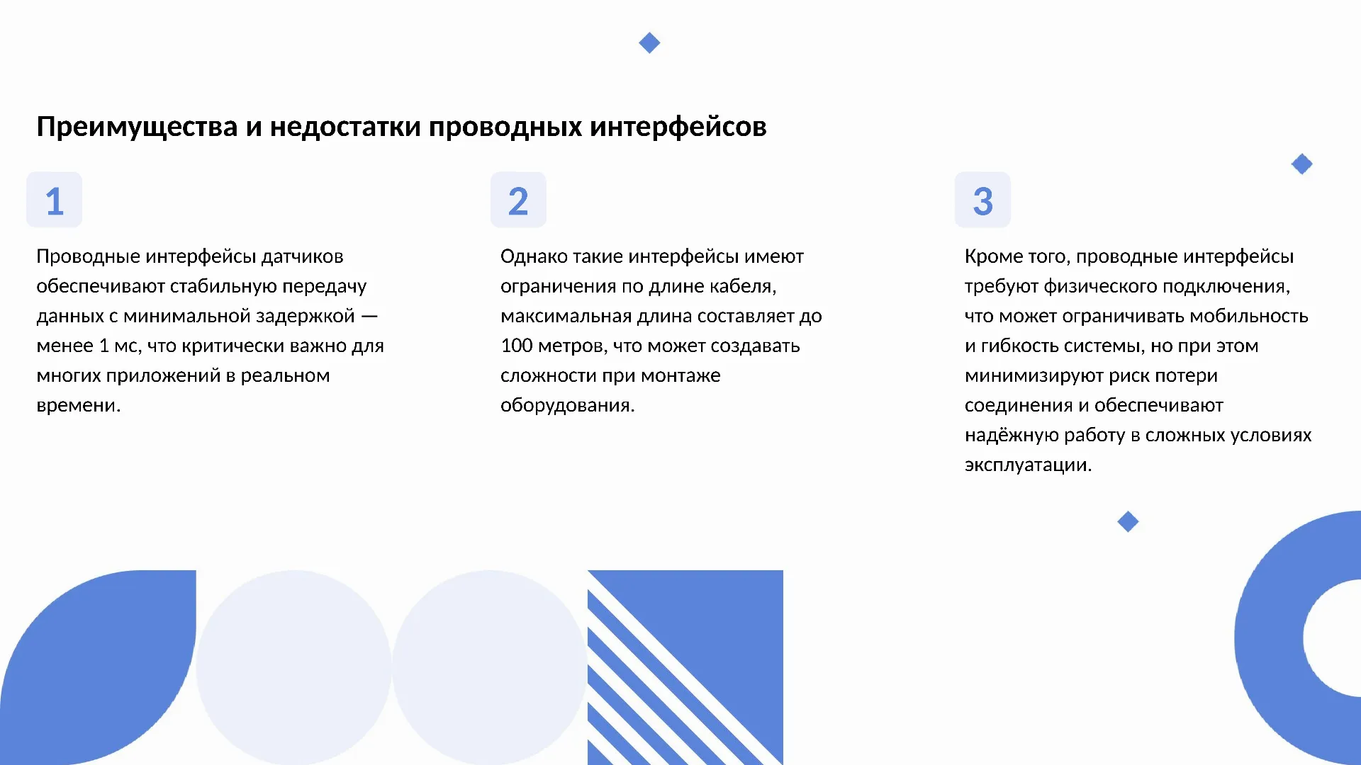 Преимущества и недостатки проводных интерфейсов - слайд для презентации на тему 