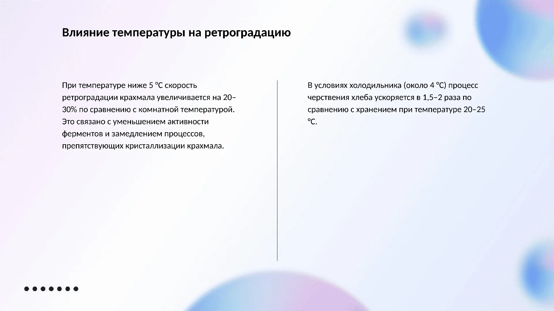 Влияние температуры на ретроградацию - слайд для презентации на тему 
