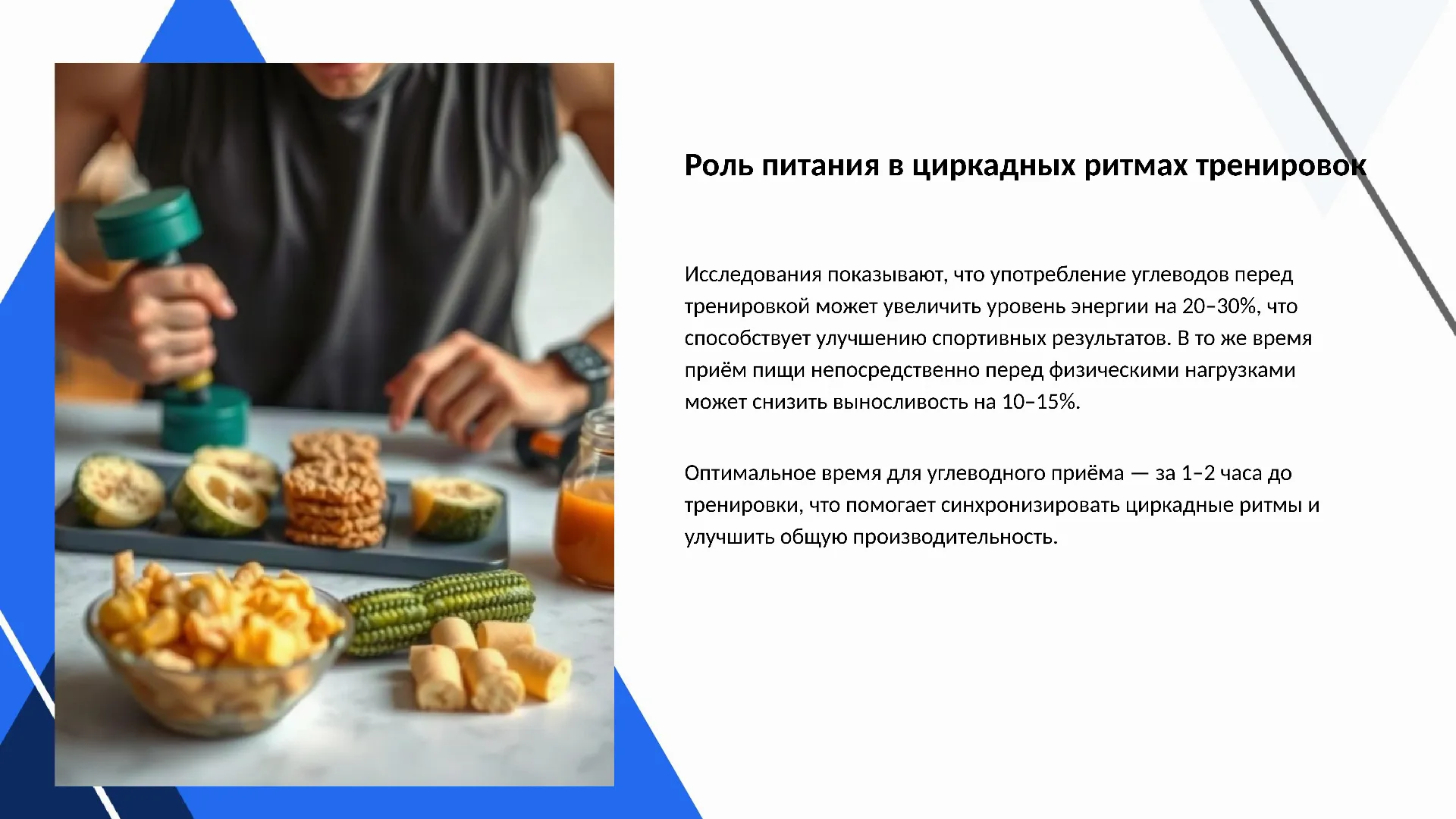 Роль питания в циркадных ритмах тренировок - слайд для презентации на тему 