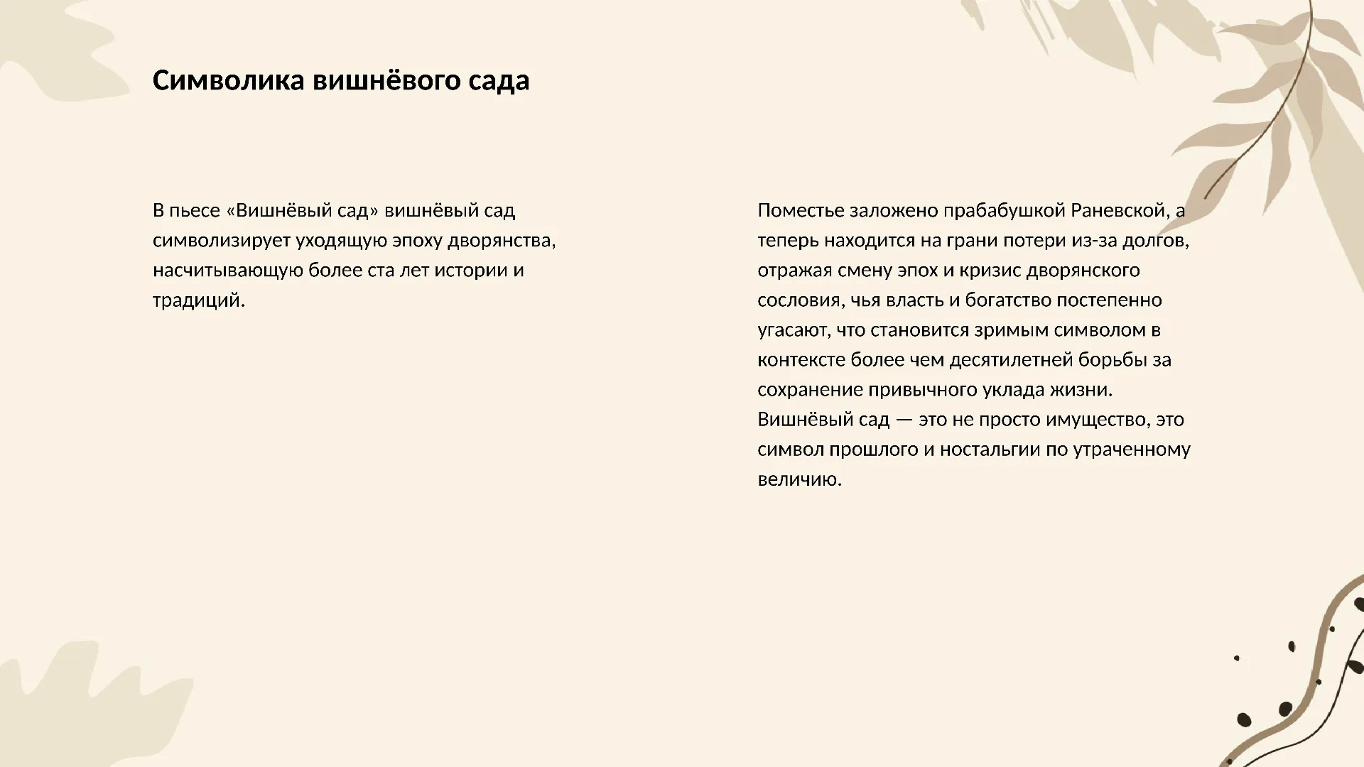 Символика вишнёвого сада - слайд для презентации на тему 