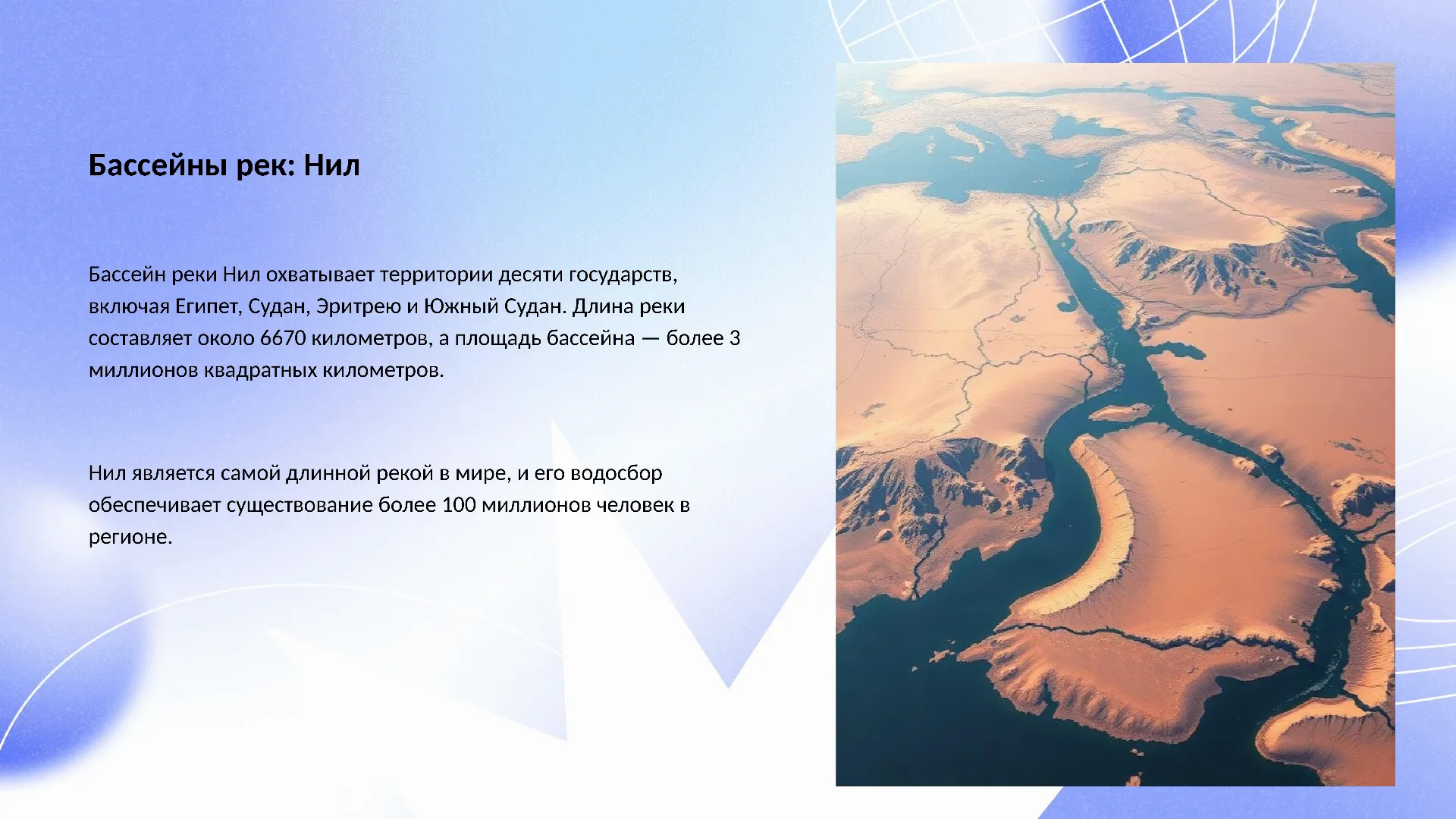 Бассейны рек: Нил - слайд для презентации на тему 