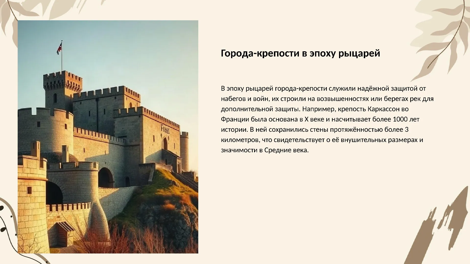Города-крепости в эпоху рыцарей - слайд для презентации на тему 