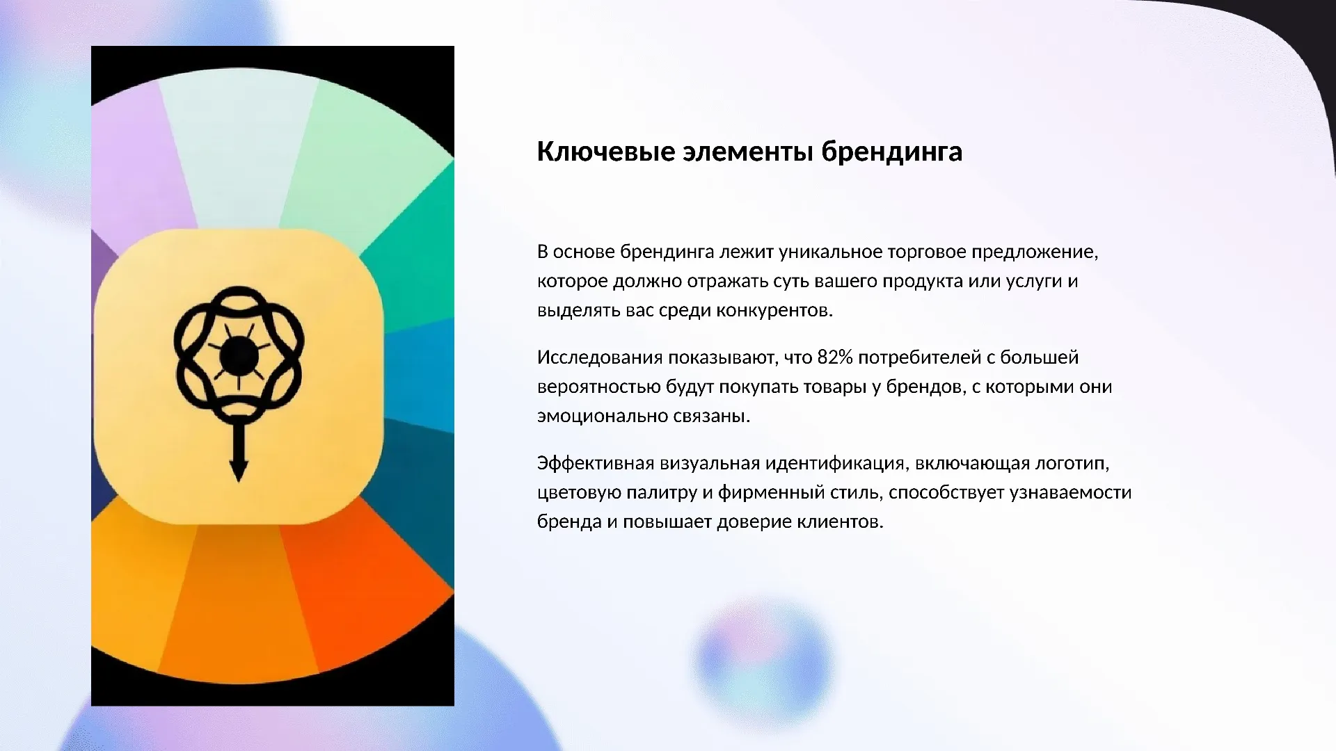 Ключевые элементы брендинга - слайд для презентации на тему 